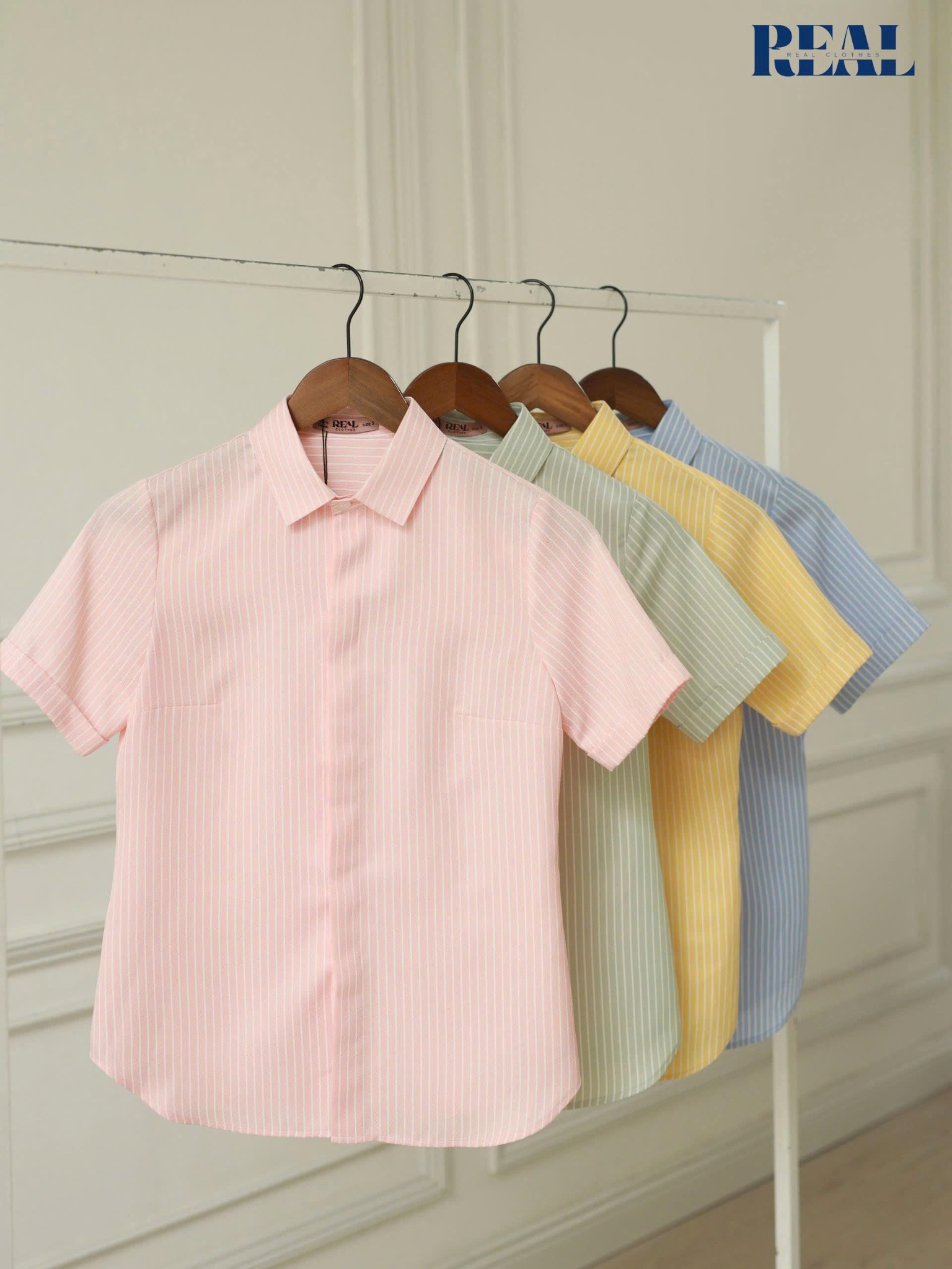 Sơ mi sọc mint tay đủ