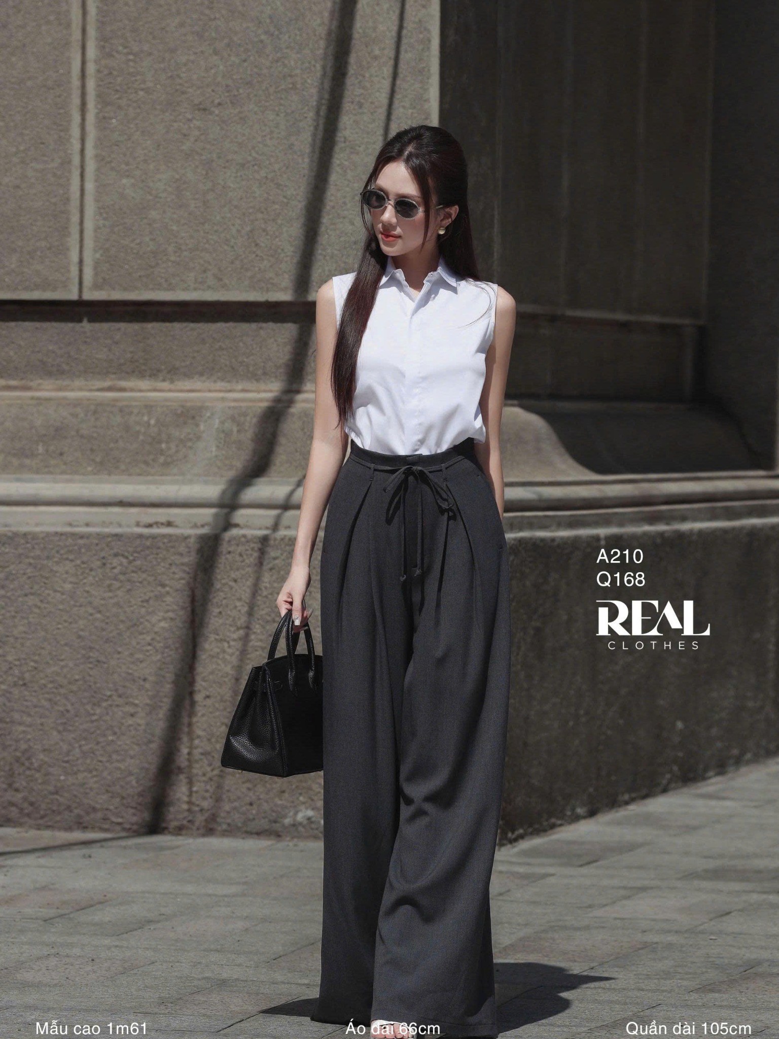 Quần ống rộng xám đậm - size XS