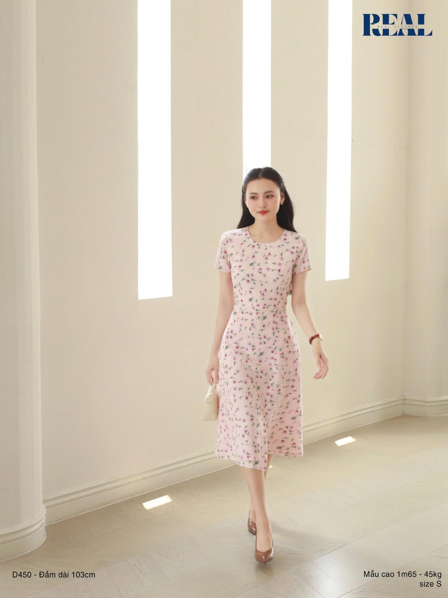 Đầm xẻ tà hoa hồng SALE