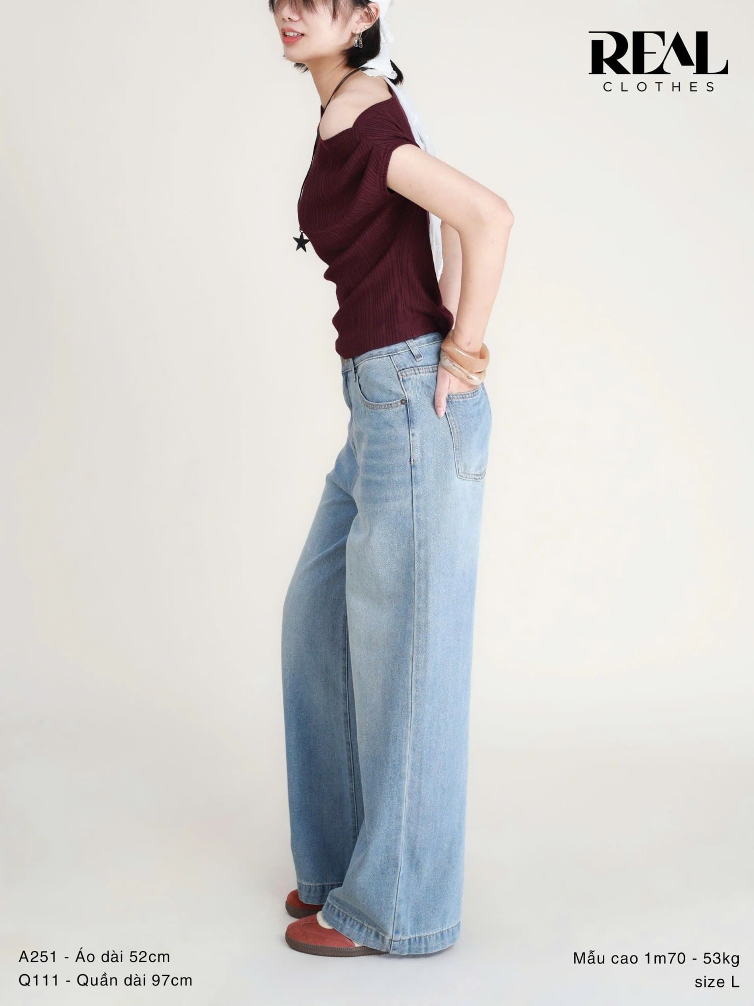 Quần Jeans suông xanh nhạt