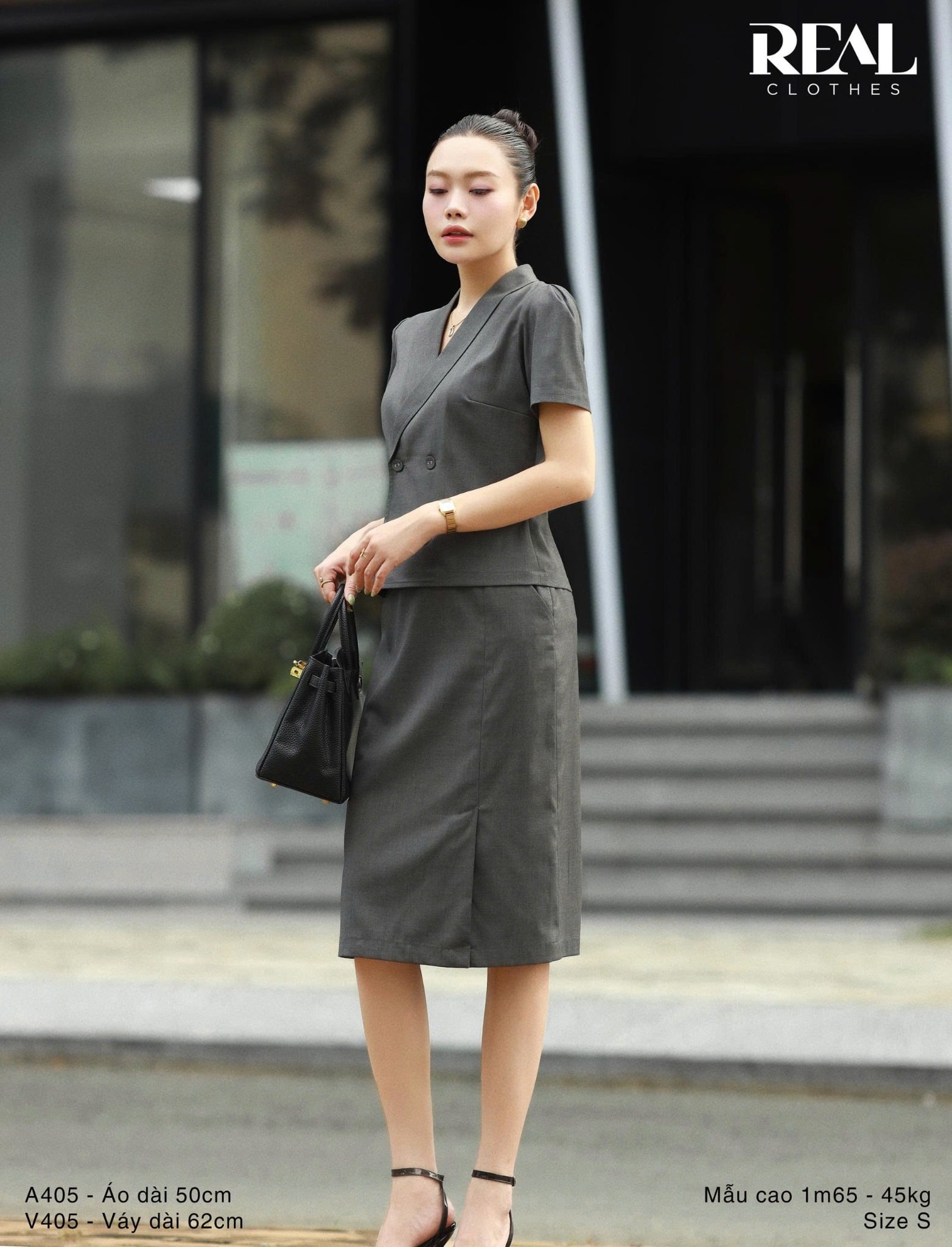 Váy Japan cách điệu xám đậm