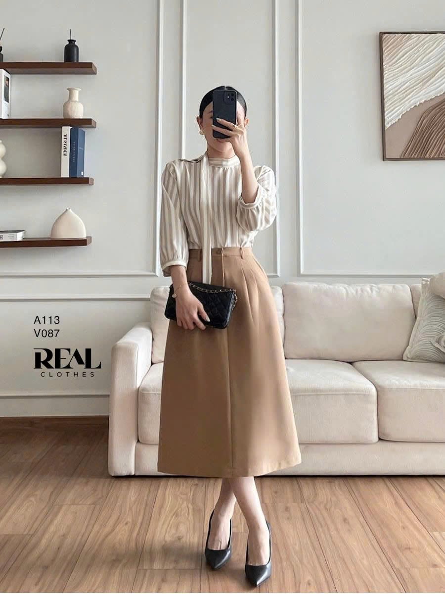 Váy 2 xếp cà phê sữa SALE - size XL