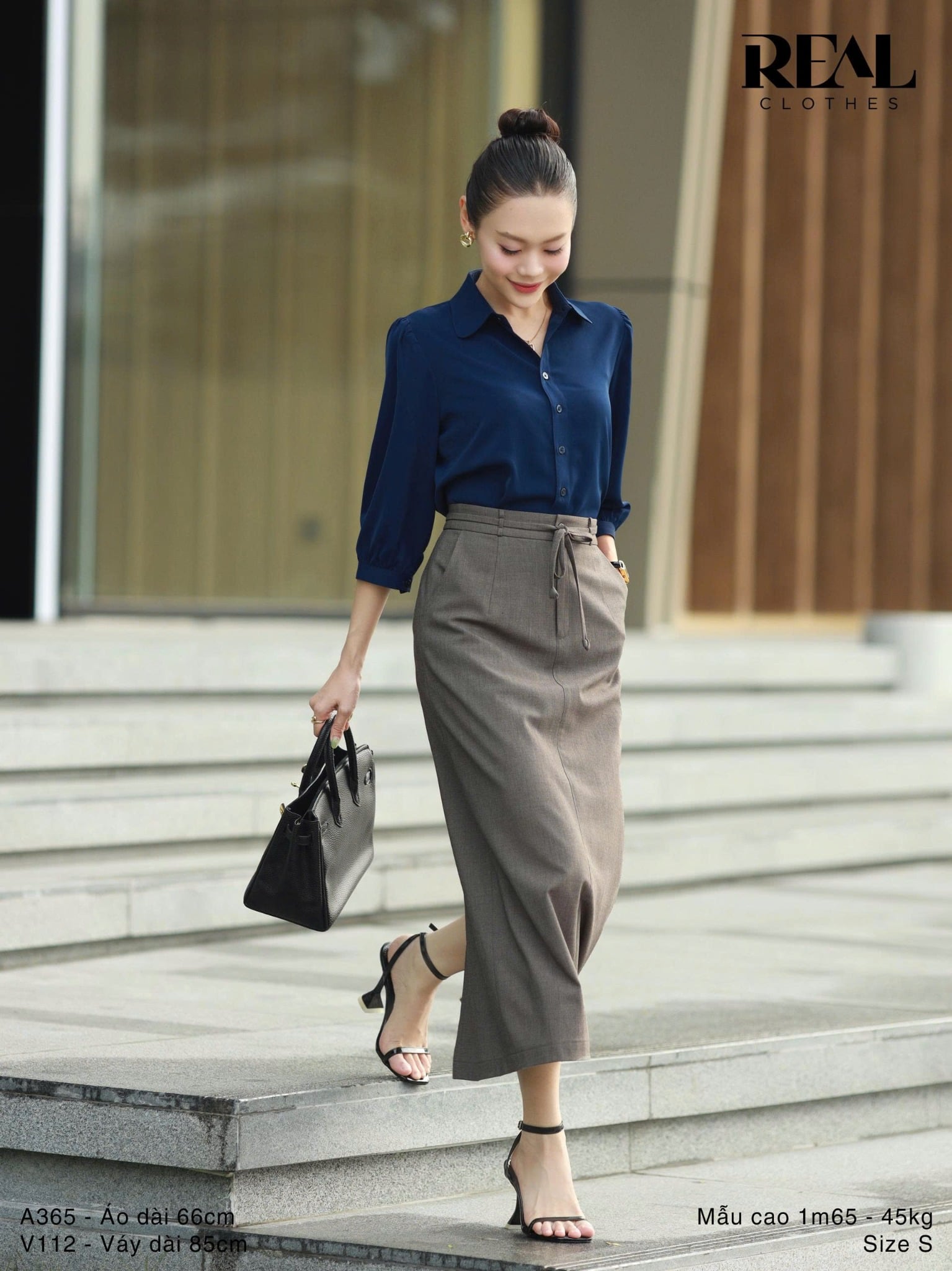 Váy suông xám nâu