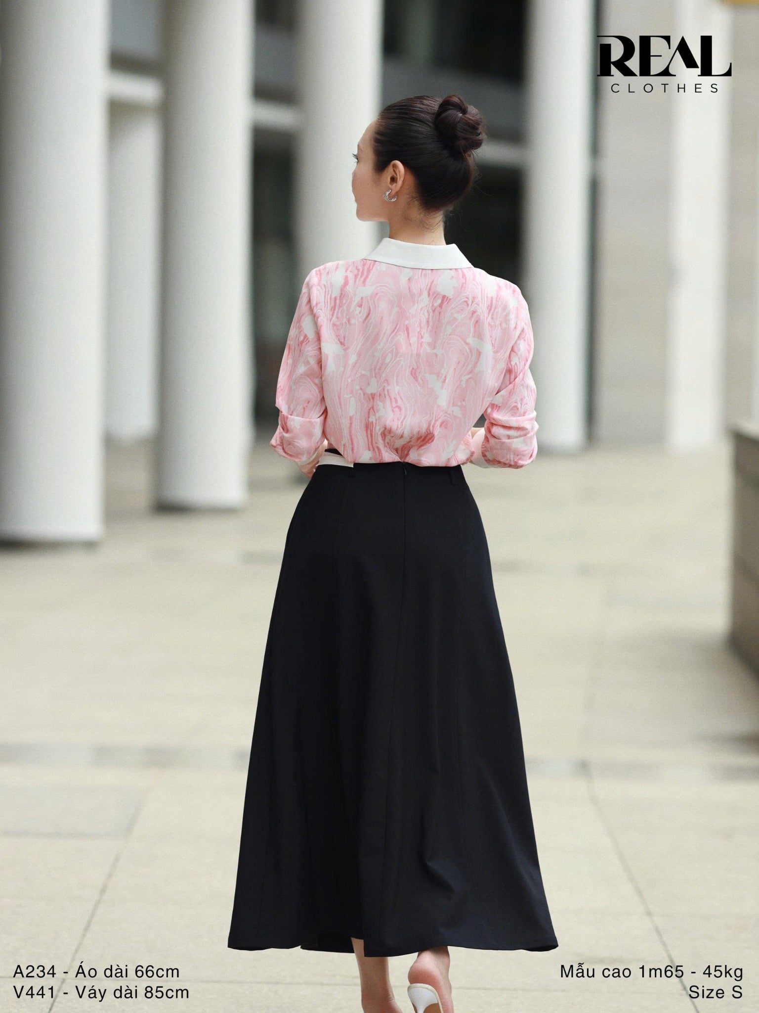 Sơ mi Hàn Quốc vệt hồng SALE