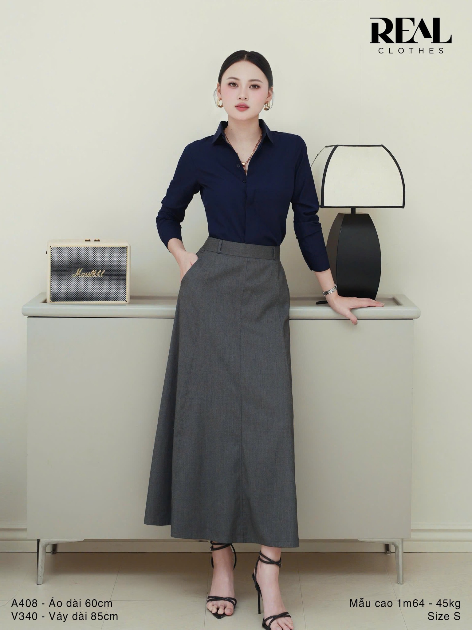 Váy Rachel xám đậm