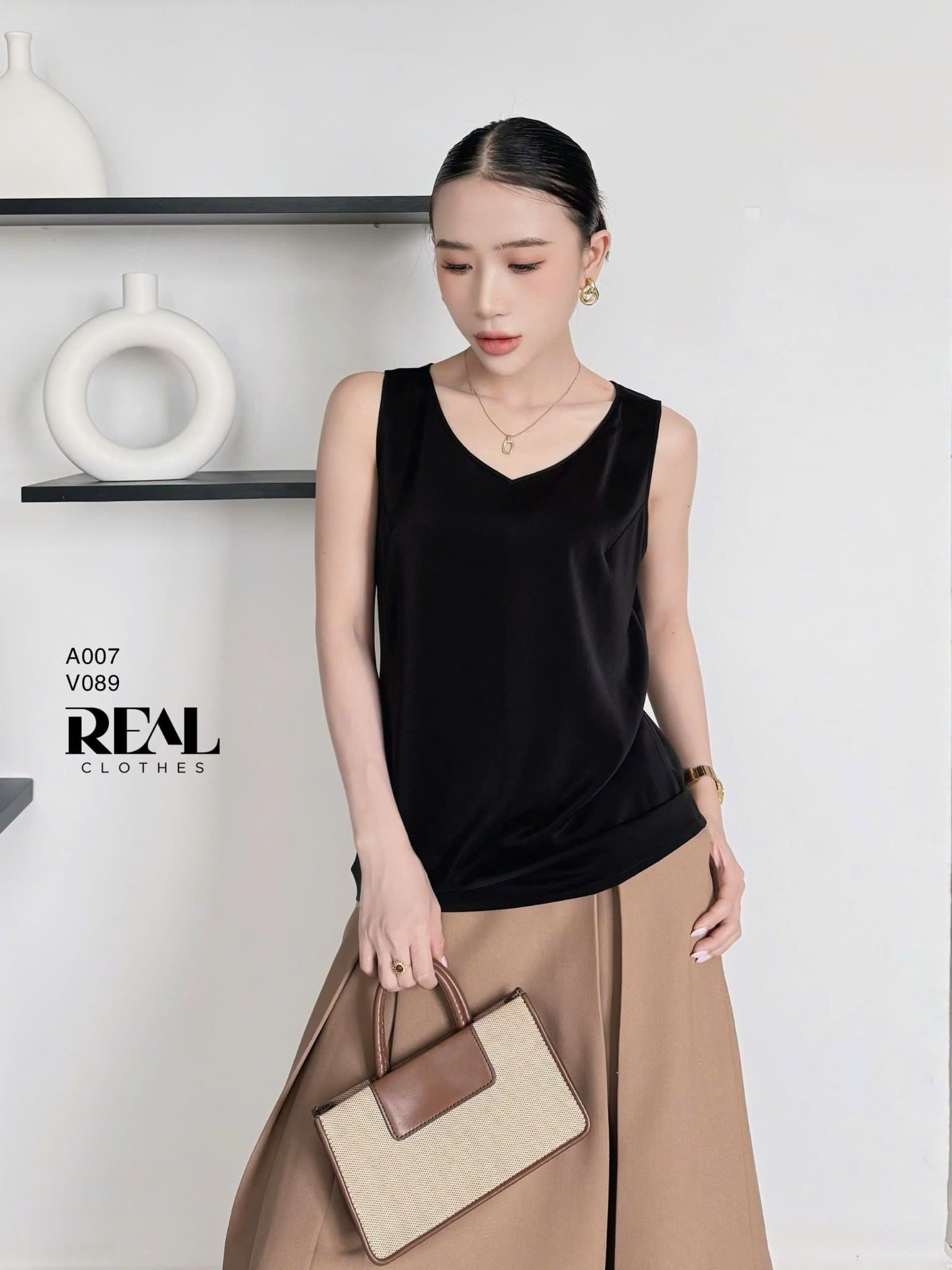 Váy 2 xếp nút cà phê sữa SALE