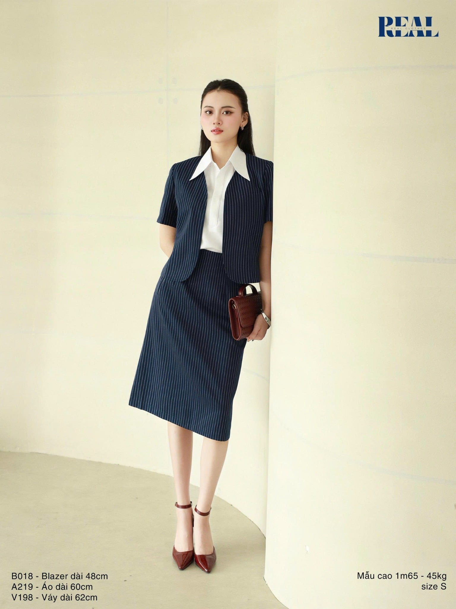 Váy Tokyo midi sọc xanh