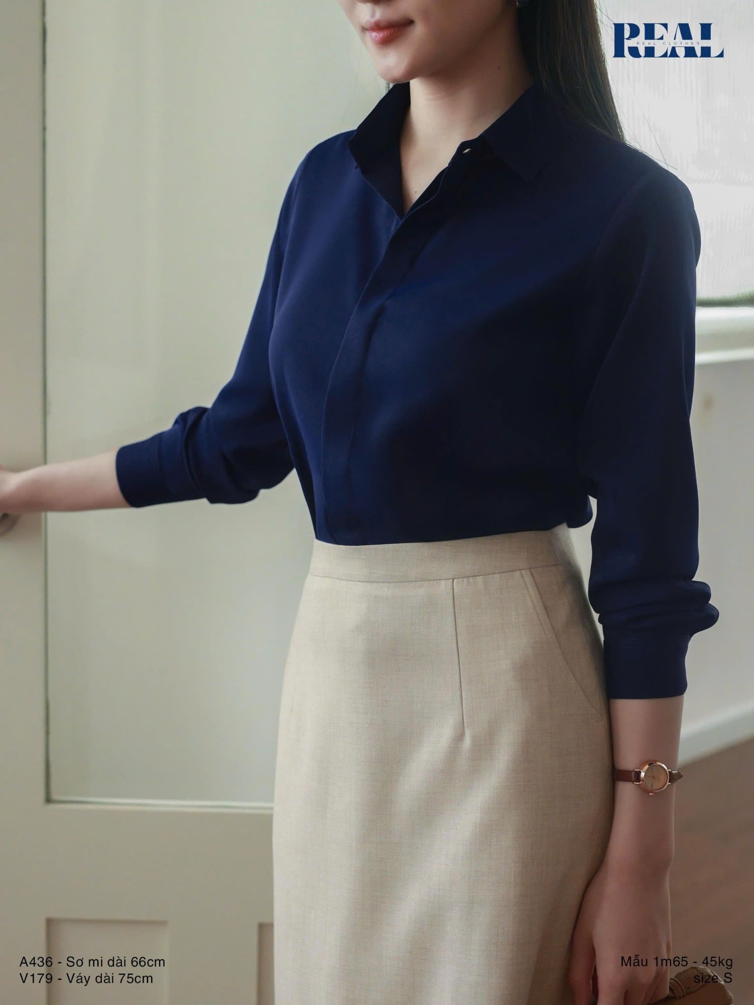 Váy Japan dài kem gân