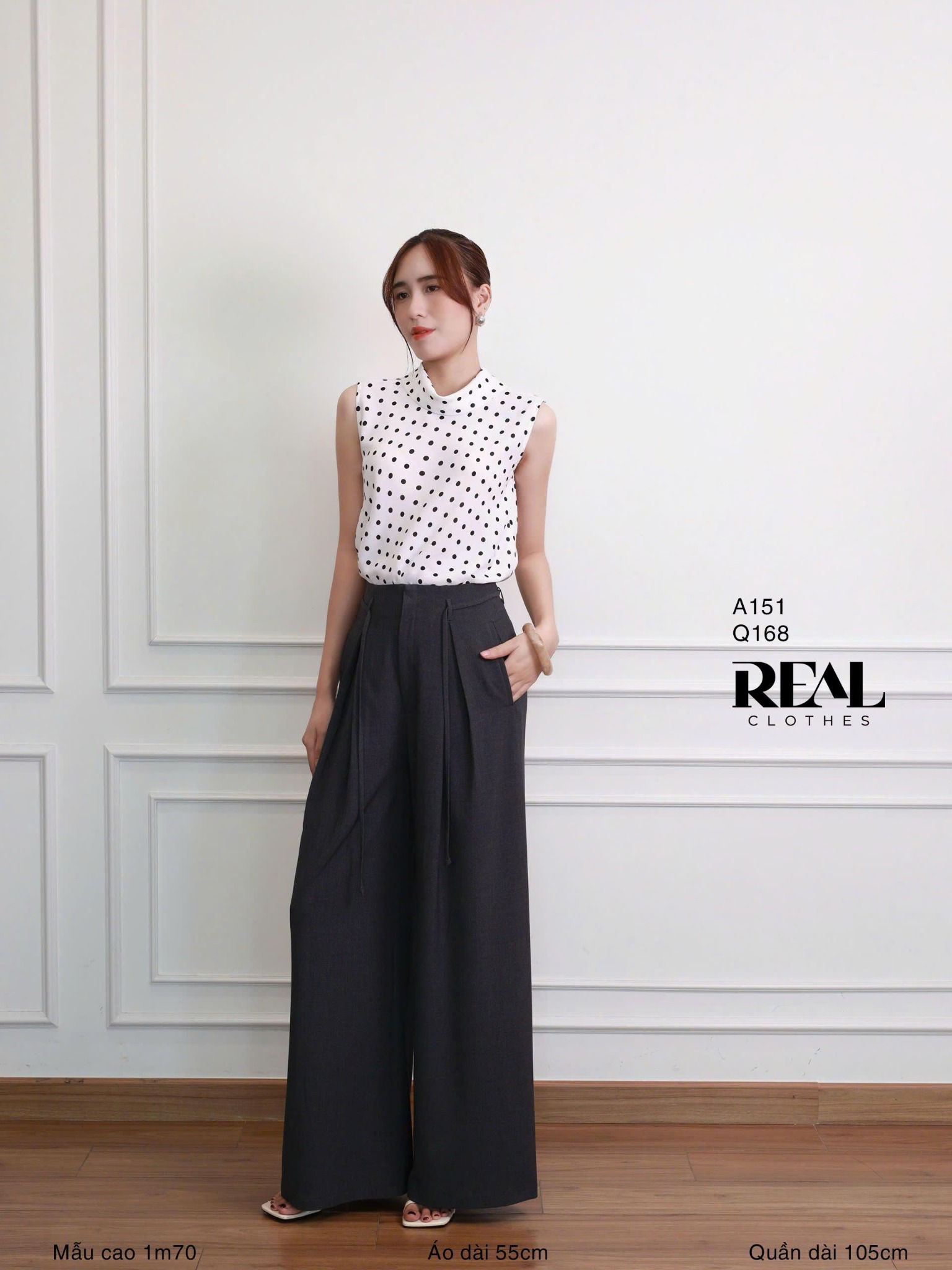 Quần ống rộng xám đậm - size XS