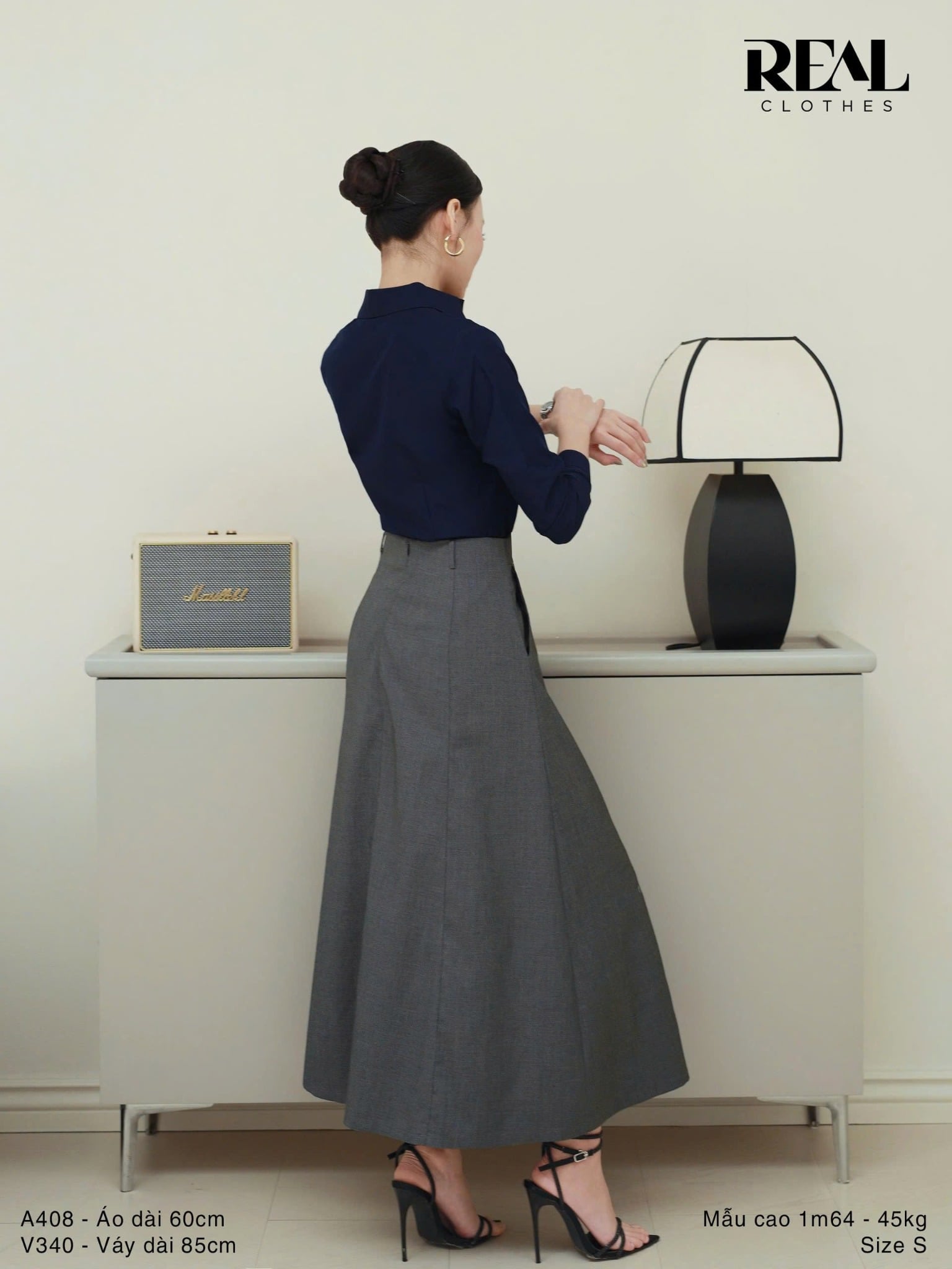 Váy Rachel xám đậm