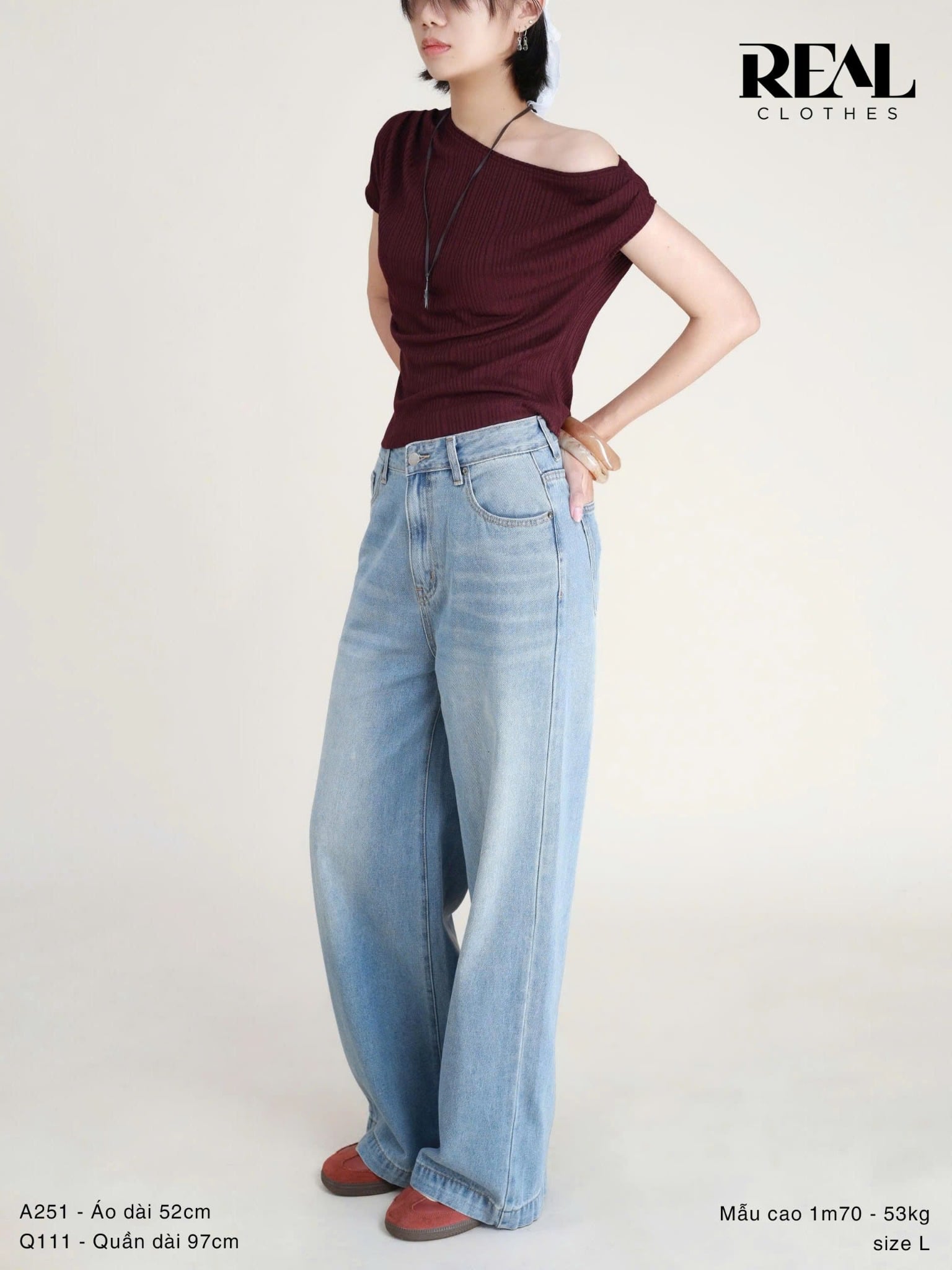 Áo lệch vai đỏ tím SALE