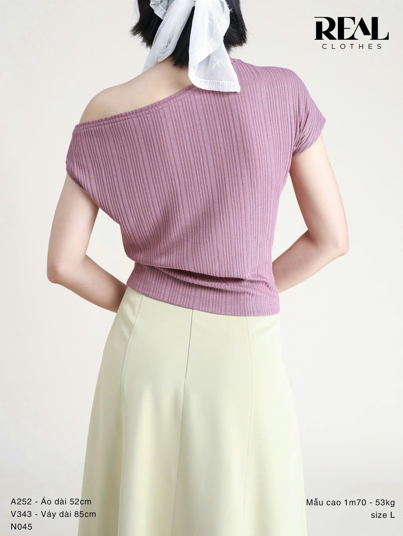 Áo lệch vai hồng ruốc SALE