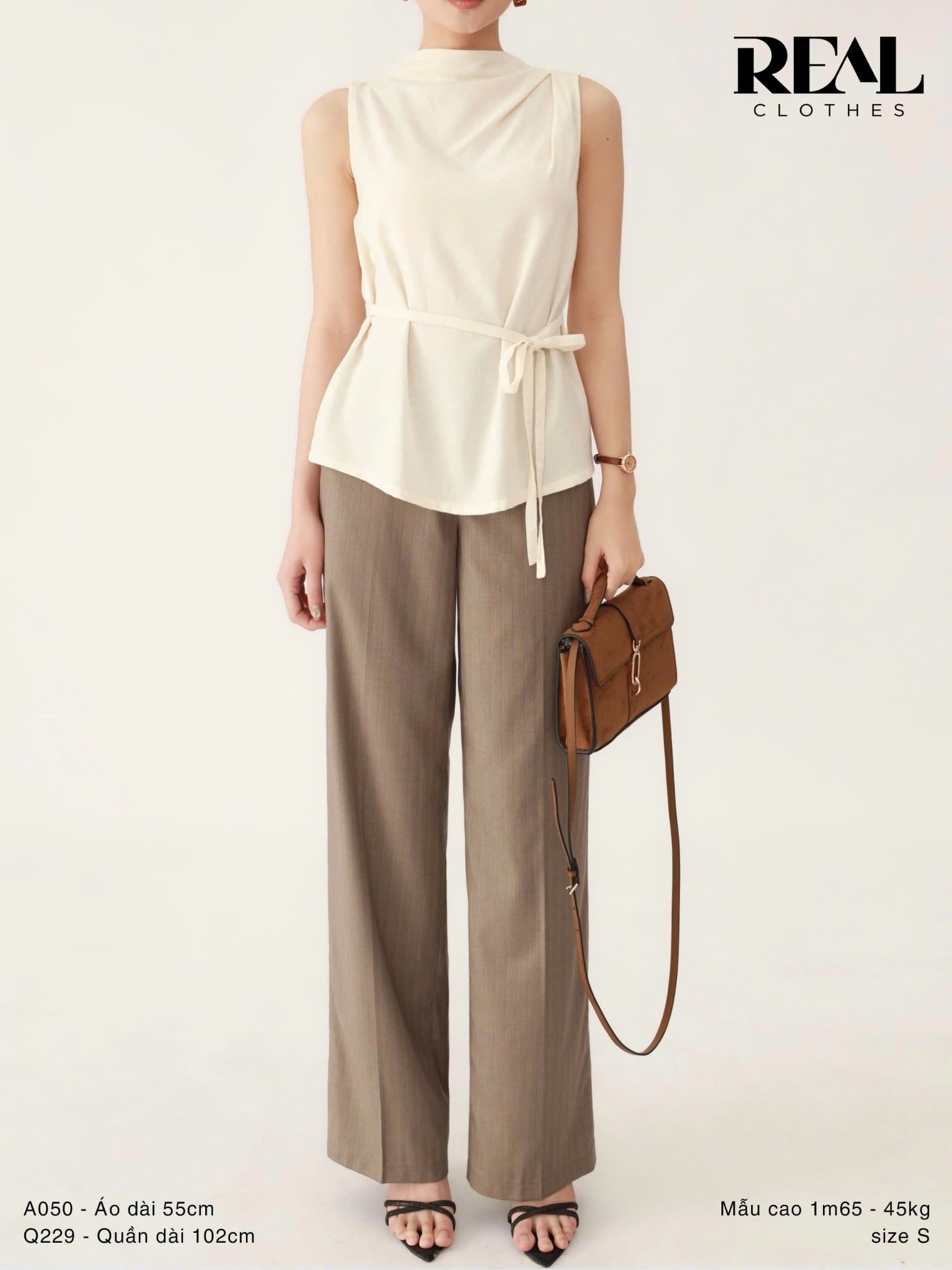  Quần suông Paris sọc nâu 