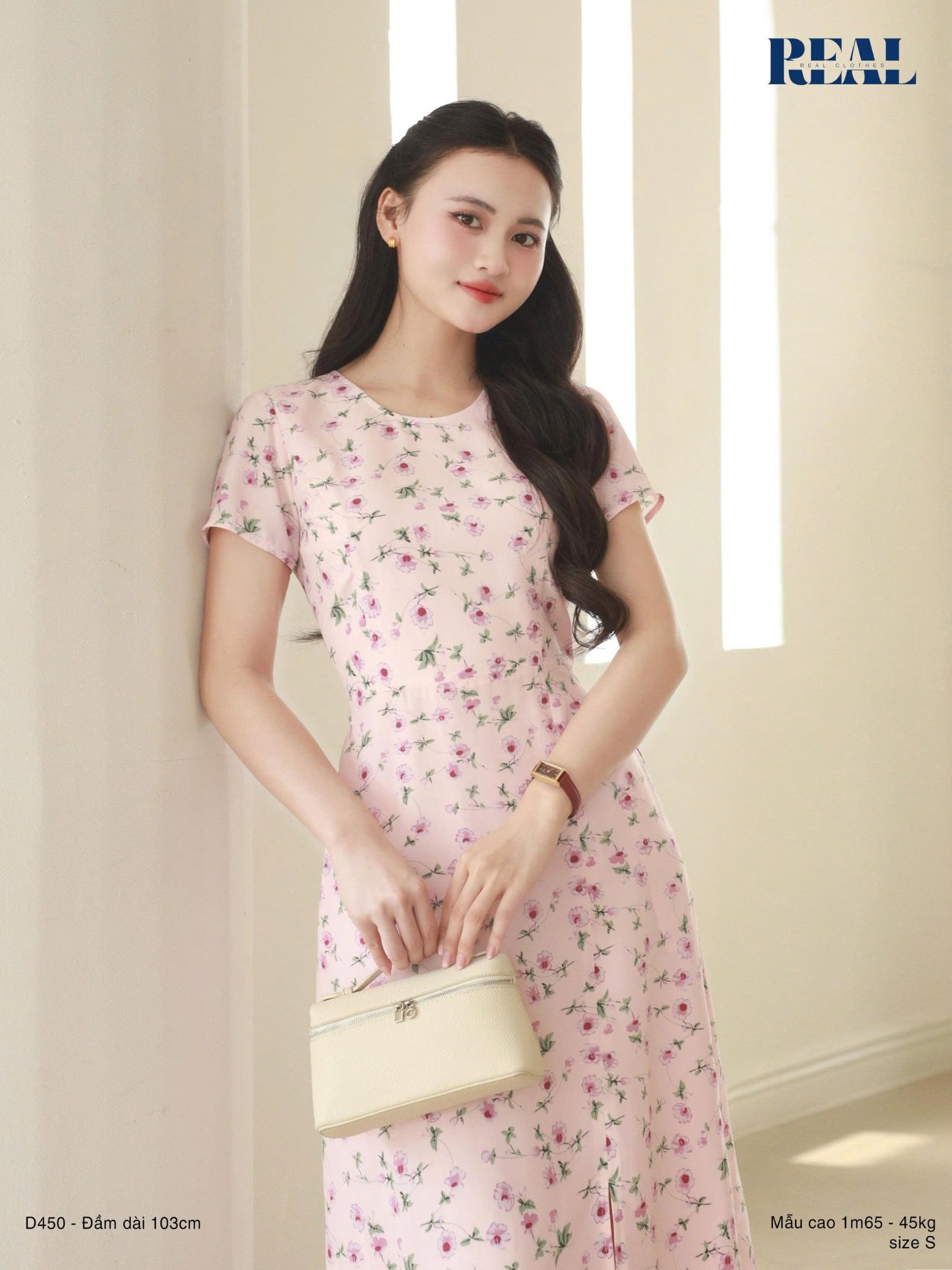 Đầm xẻ tà hoa hồng SALE