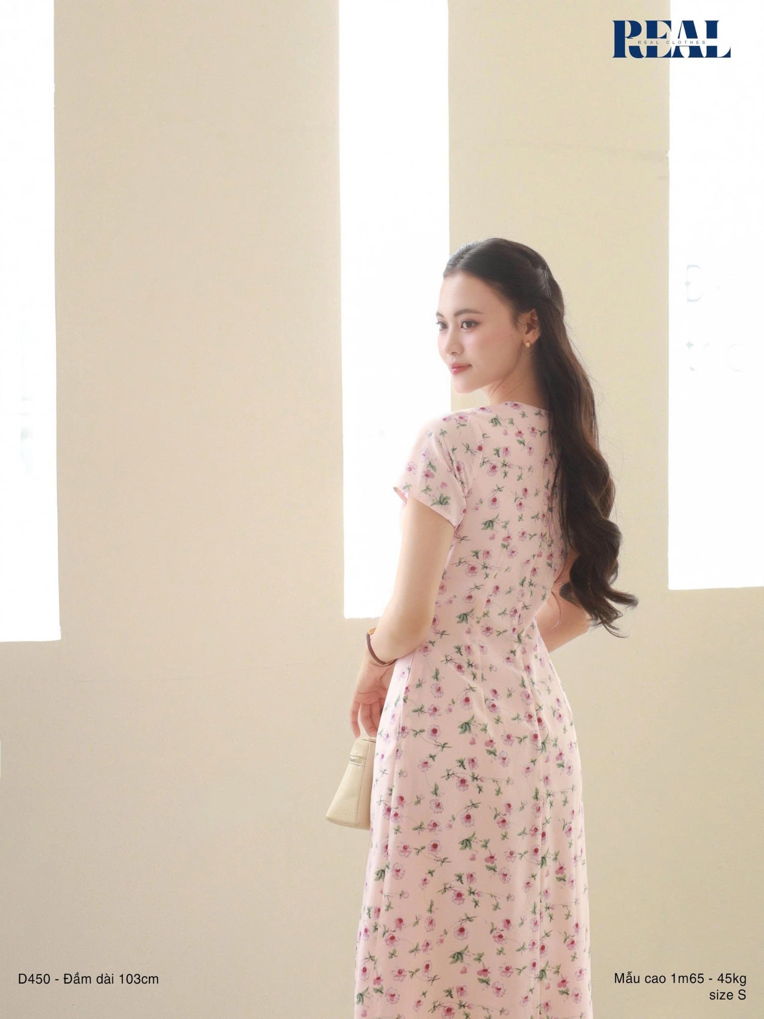 Đầm xẻ tà hoa hồng SALE
