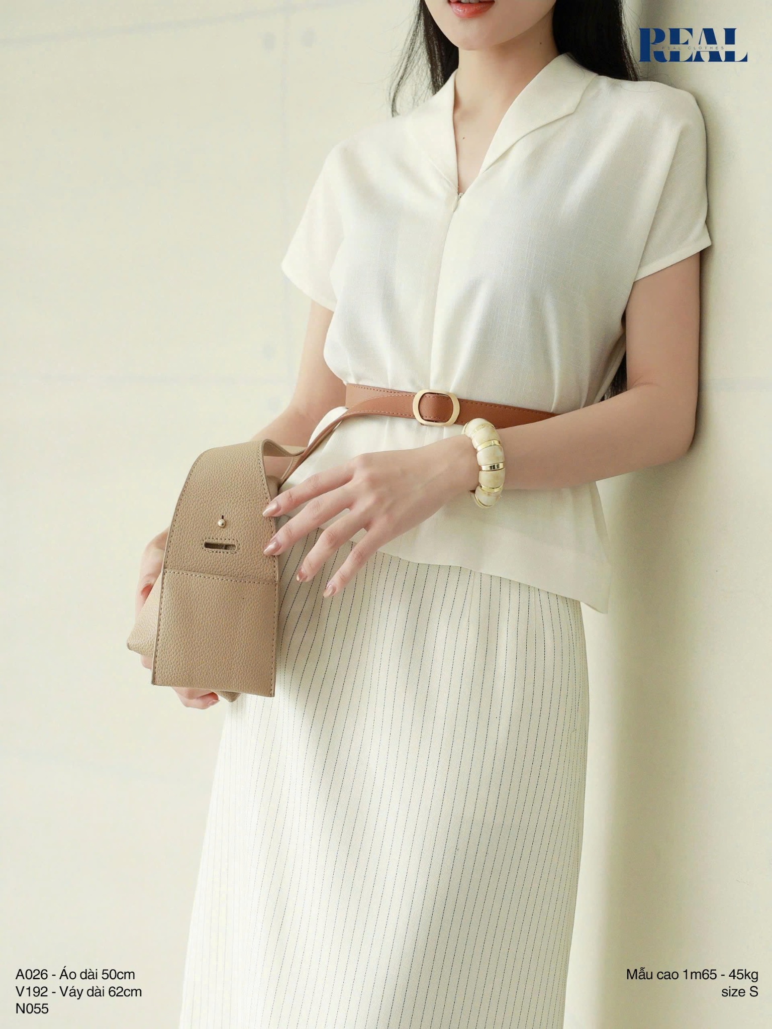 Váy Tokyo midi sọc trắng