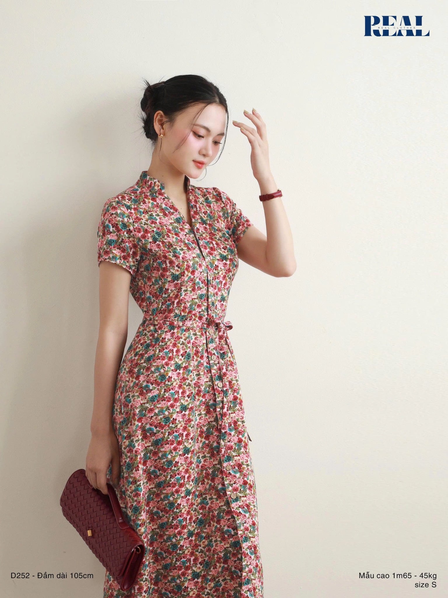 Đầm cổ trụ hoa hồng SALE 