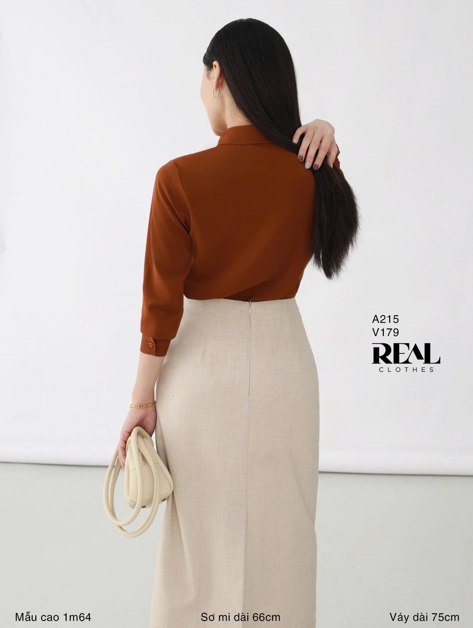 Sơ mi cổ mềm nâu