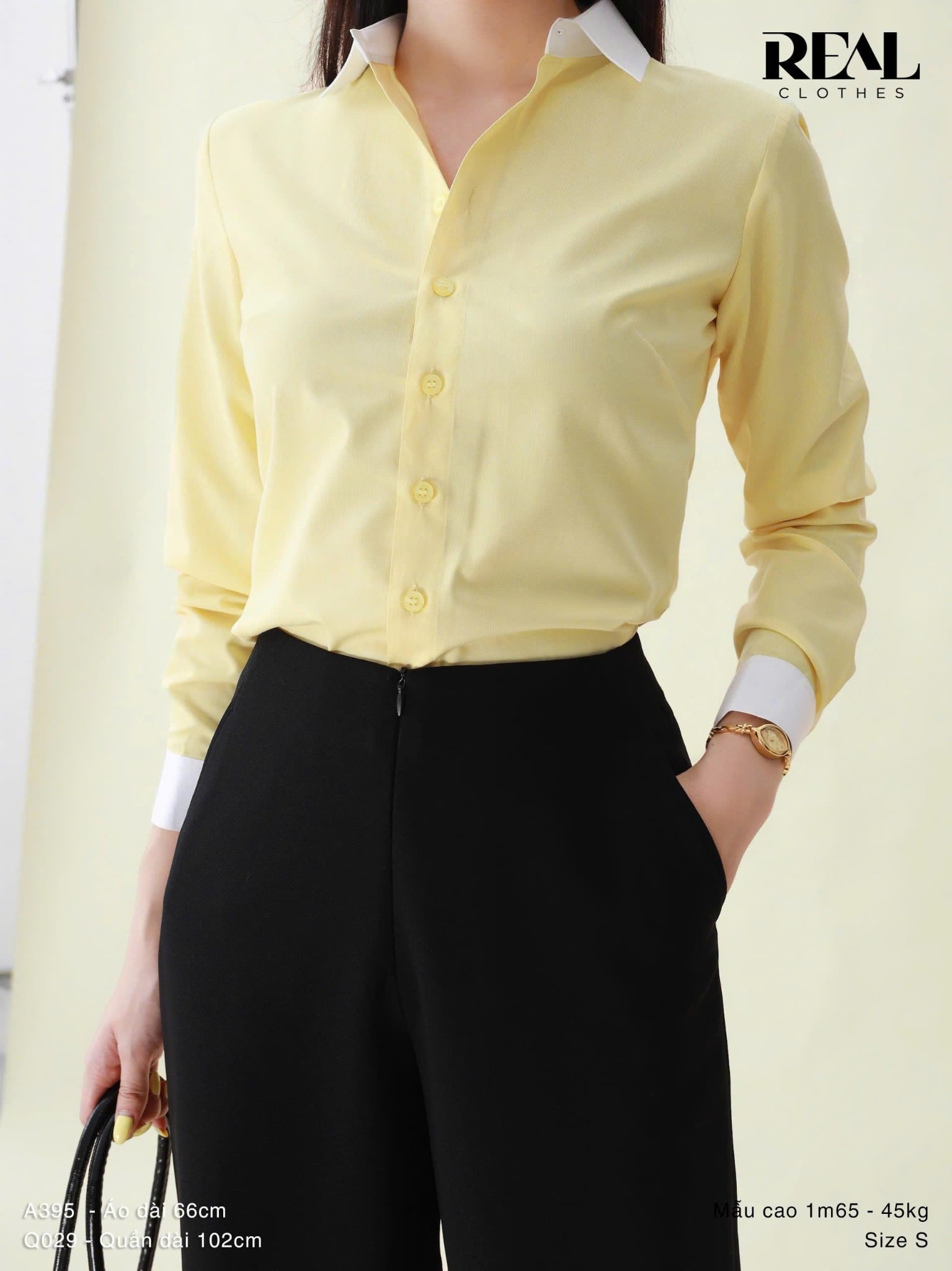 Sơ mi phối cổ Yola vàng