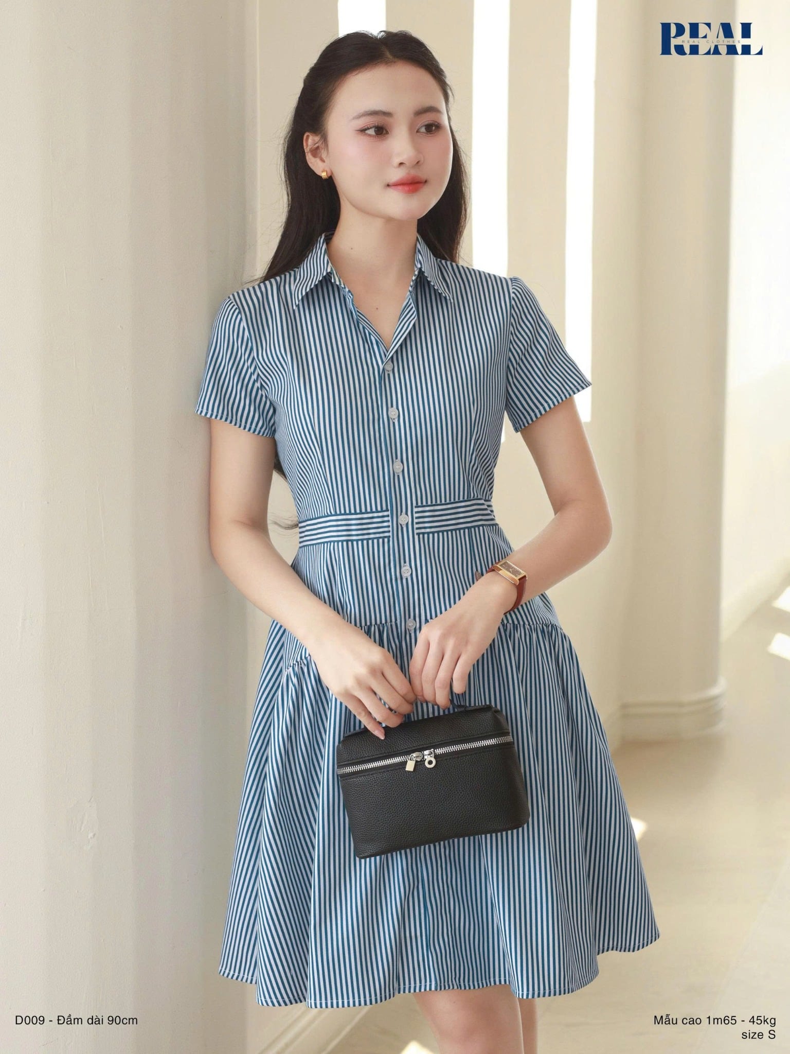 Đầm Spring sọc xanh