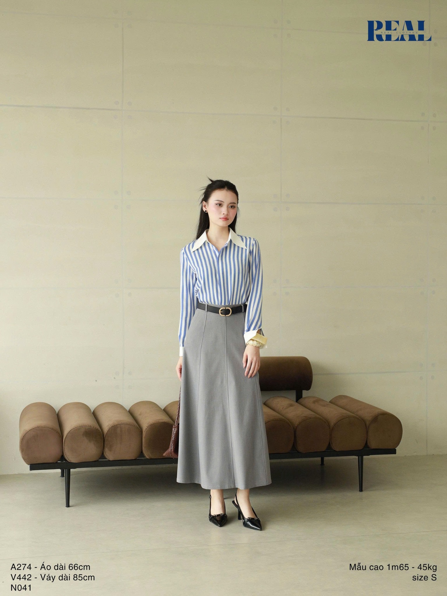 Váy Rachel xám nhạt