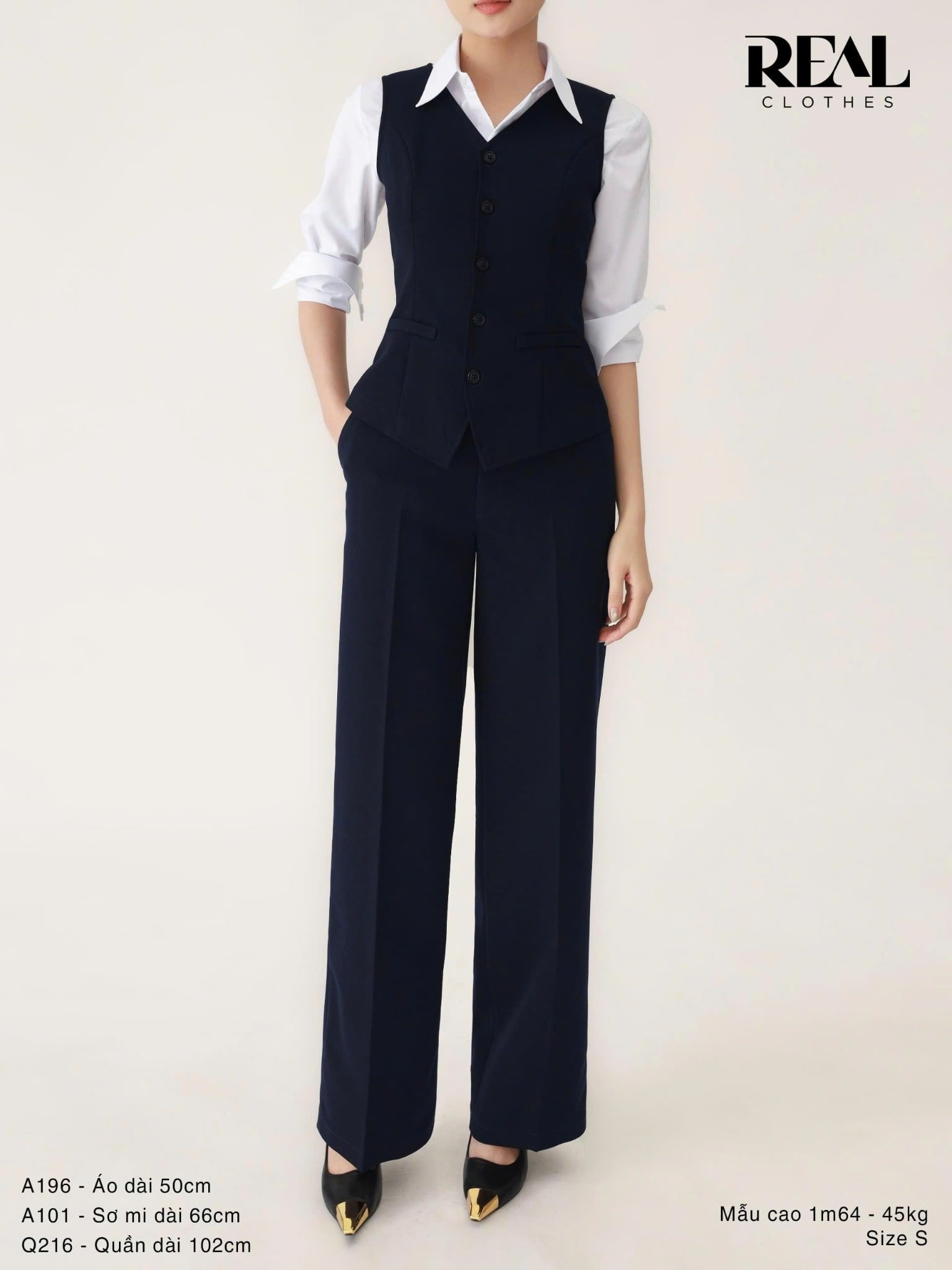 Quần suông Paris xanh đen