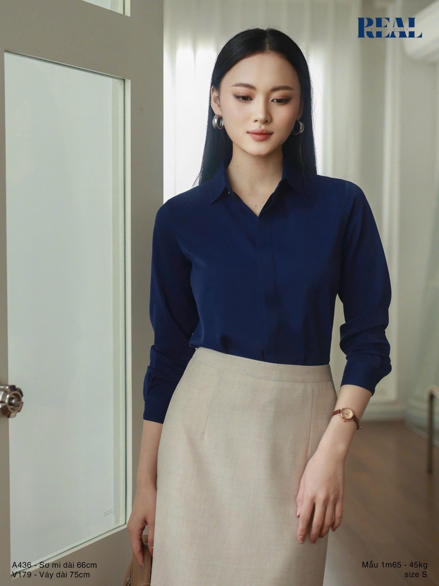 Sơ mi cổ mềm xanh đen MỚI