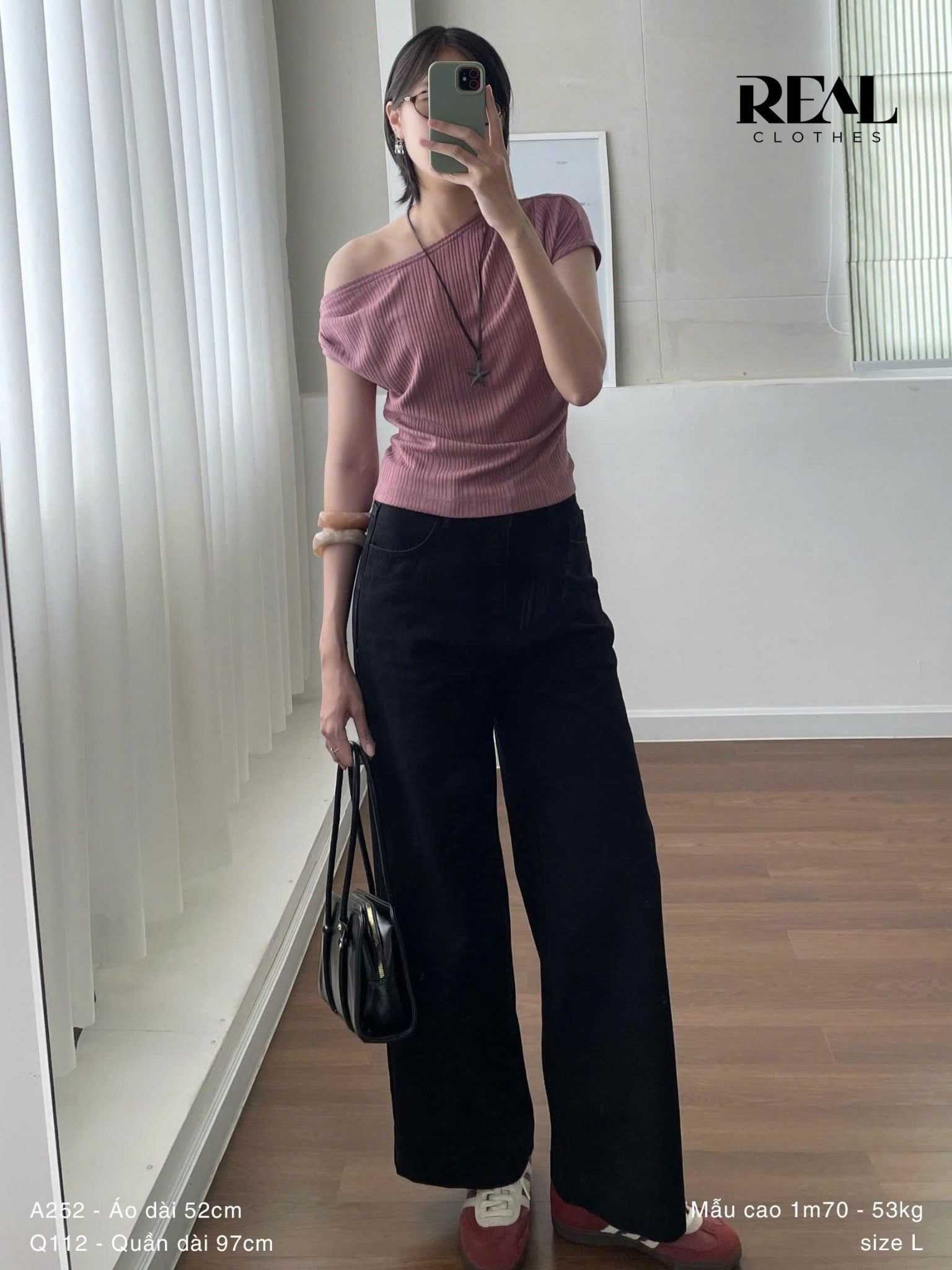 Áo lệch vai hồng ruốc SALE