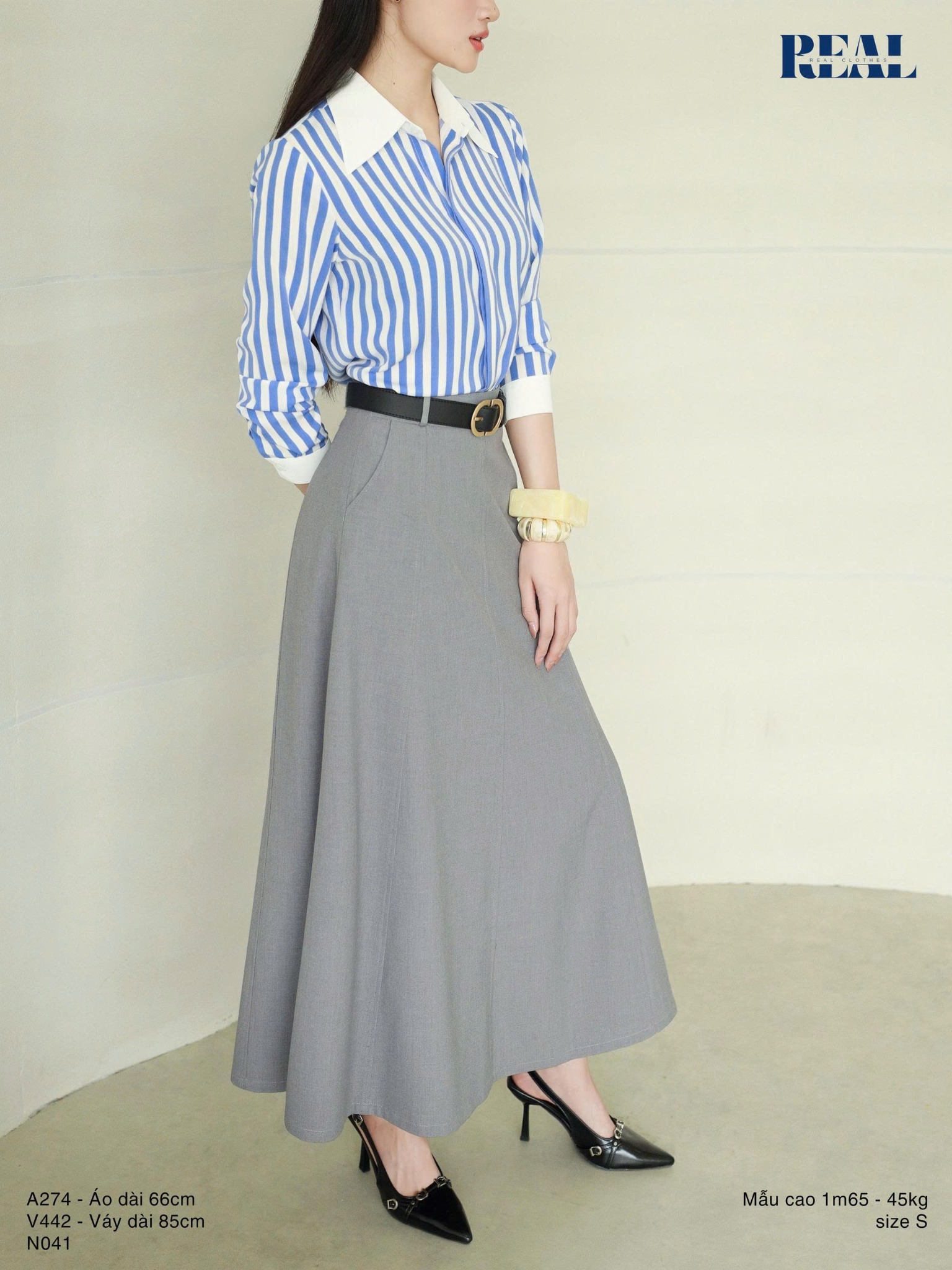 Váy Rachel xám nhạt