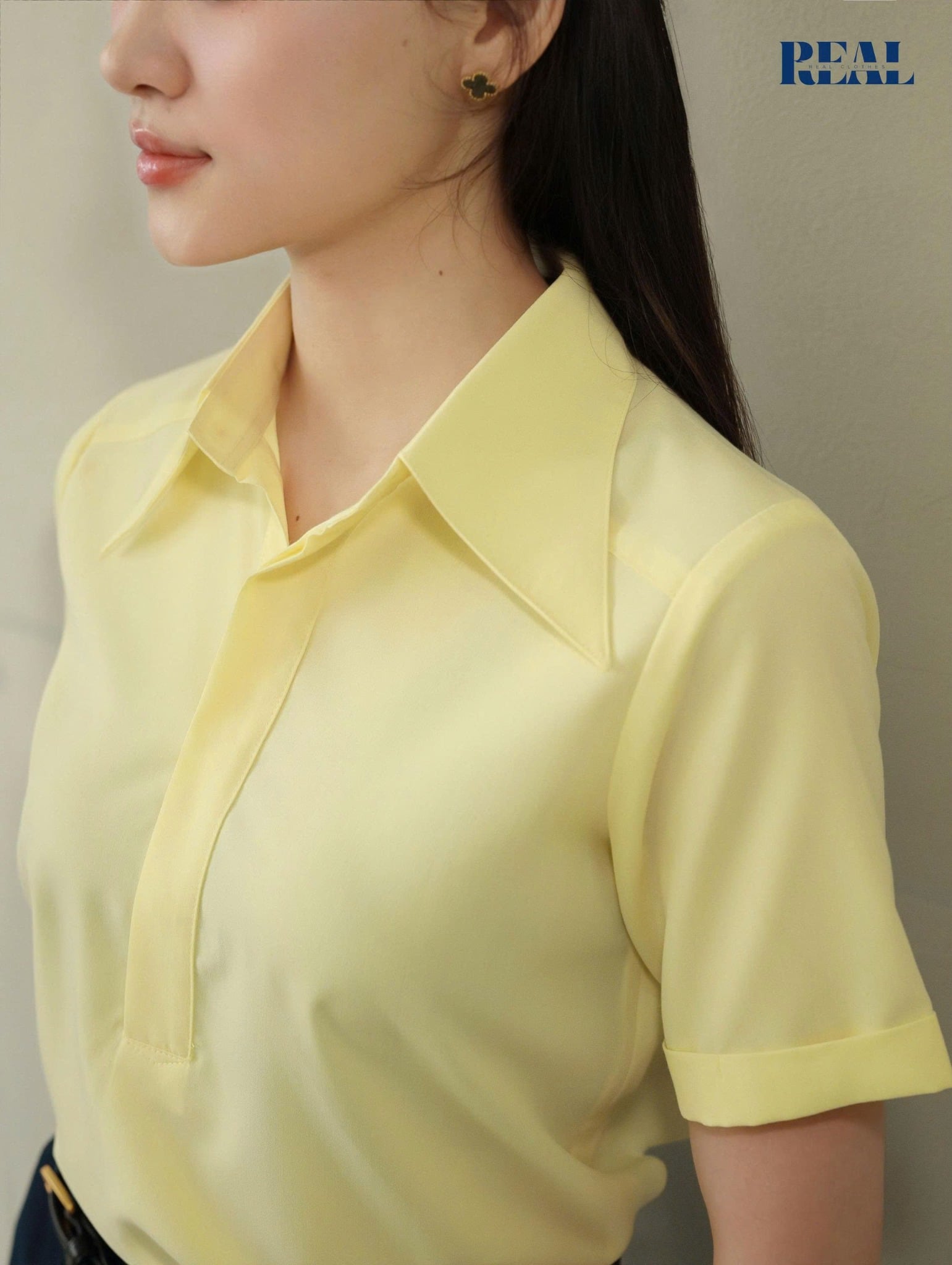 Sơ mi Anna vàng tay đủ
