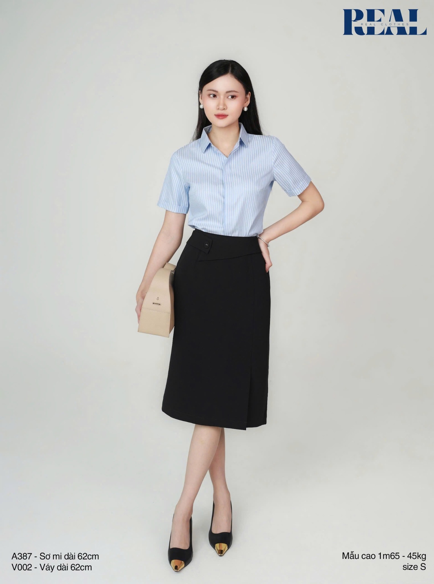 Sơ mi sọc blue tay đủ