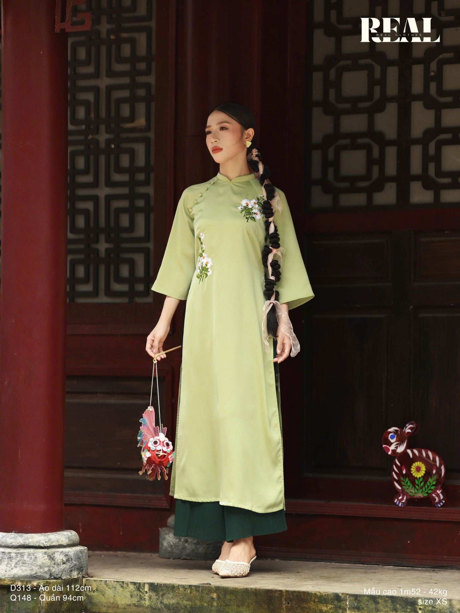 Quần dập li xanh lá dài 80 / 94 SALE