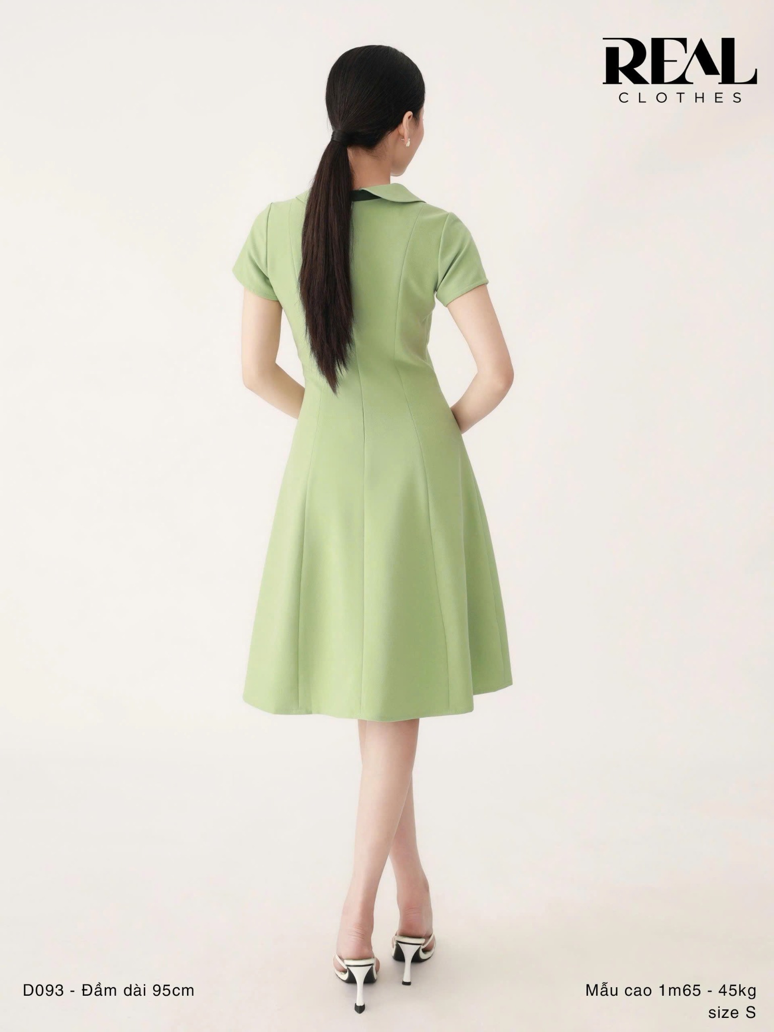 Đầm 8 mảnh cổ lá sen mint