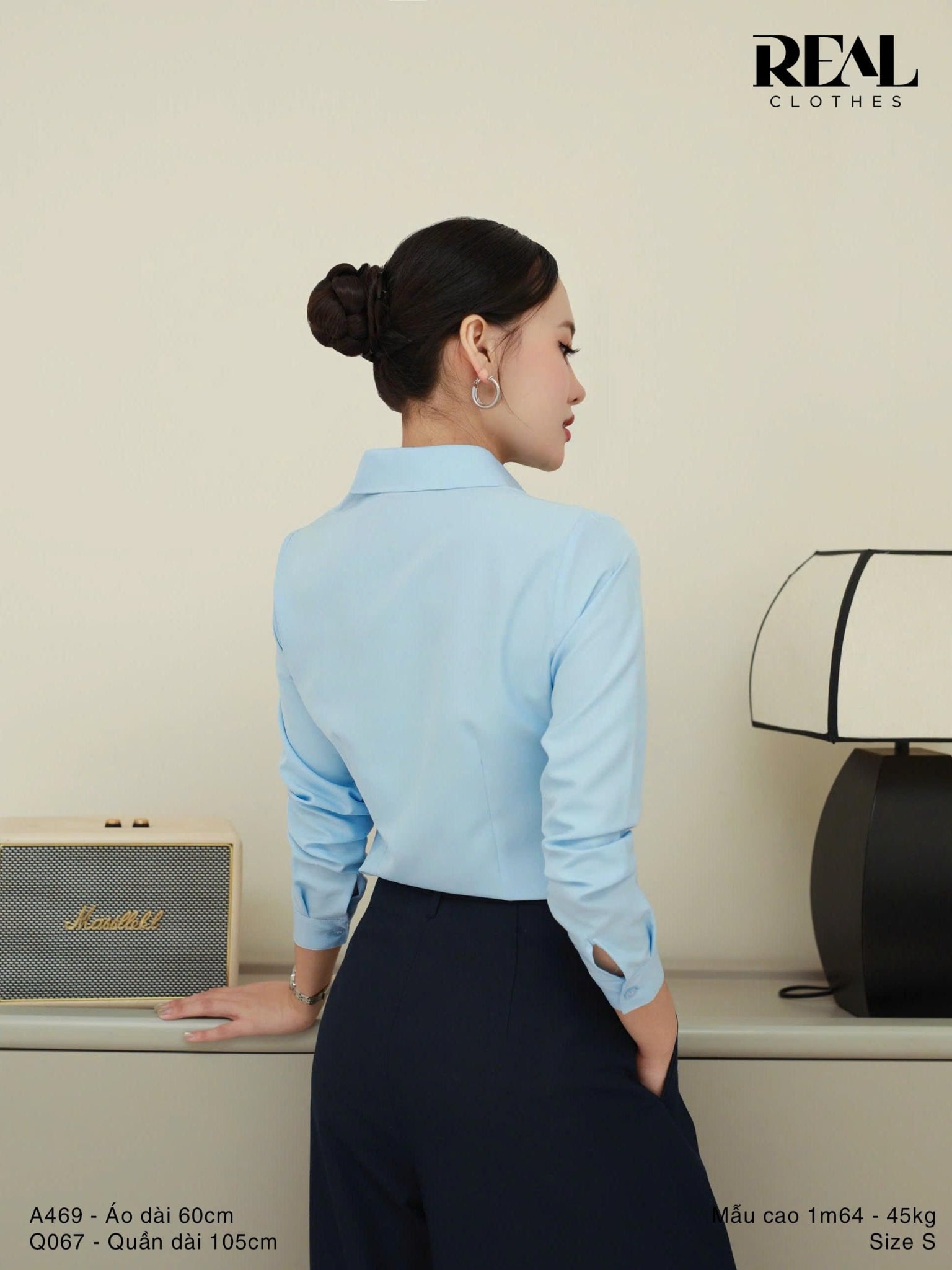 Sơ mi cổ Đức blue