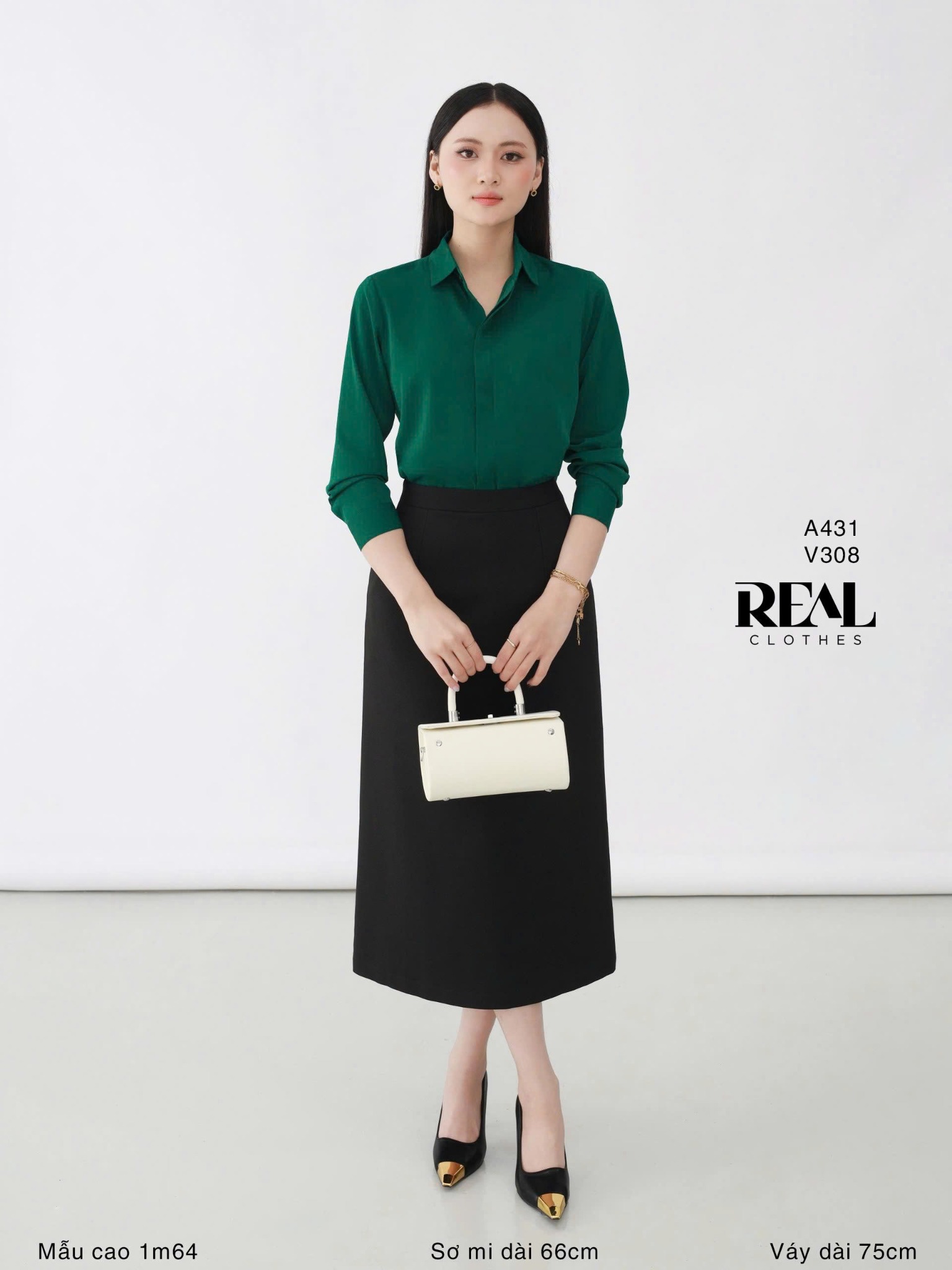 Sơ mi cổ mềm xanh lá MỚI