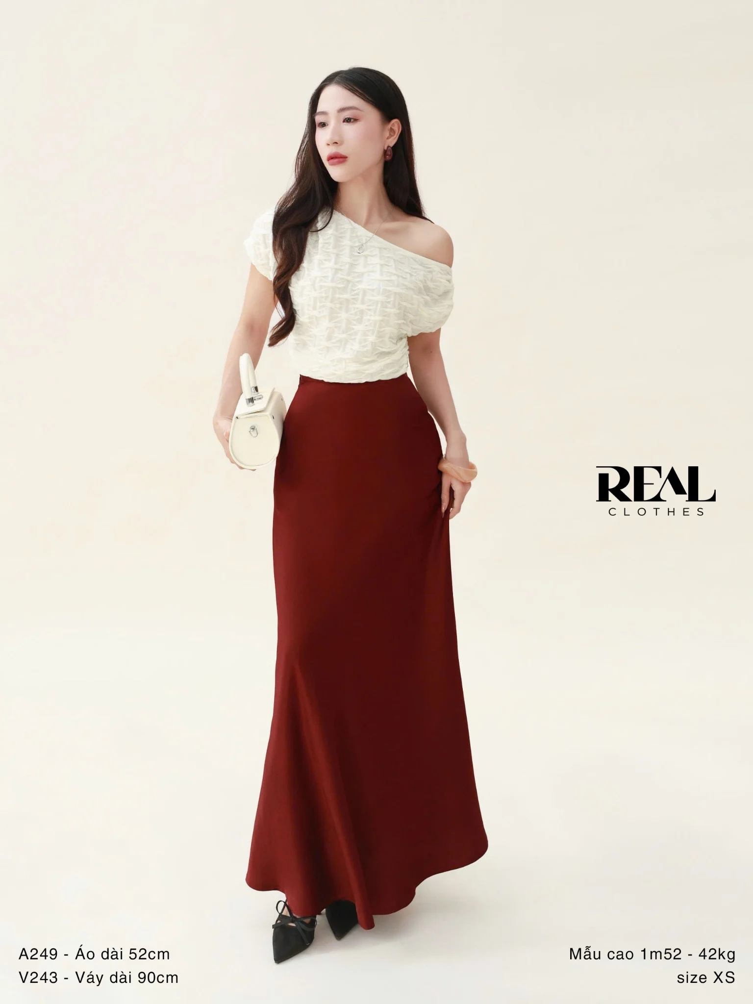  Váy lụa đỏ mận SALE 