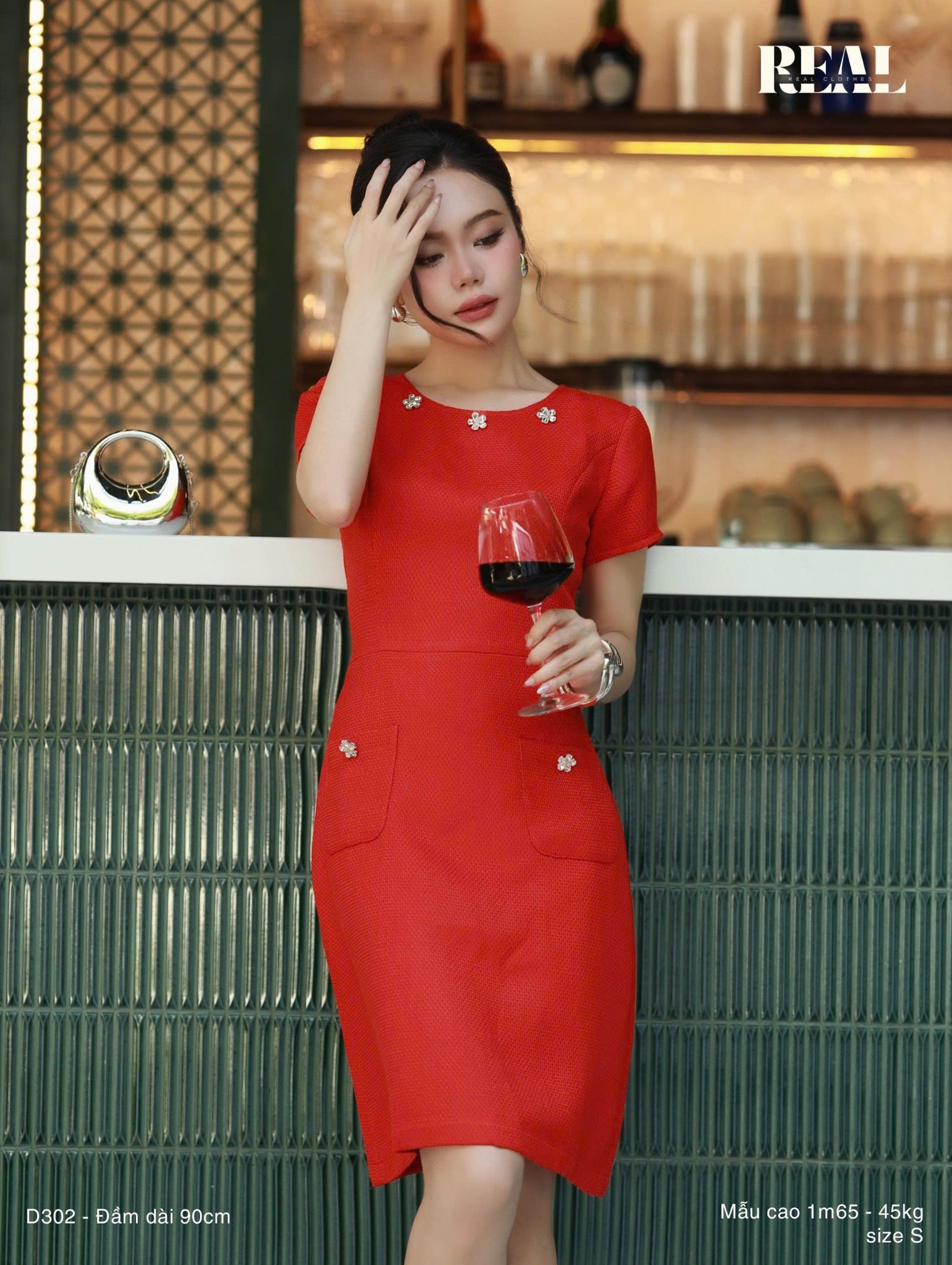 Đầm Mimi đỏ kết hoa