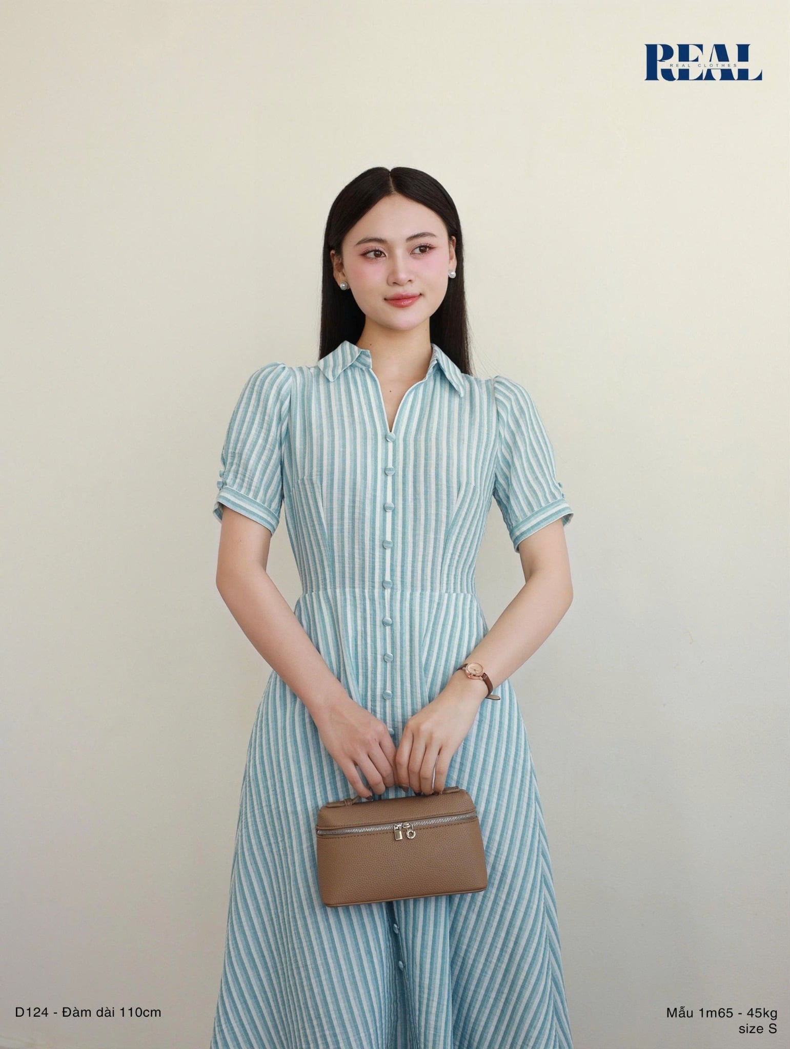 Đầm Love sọc xanh