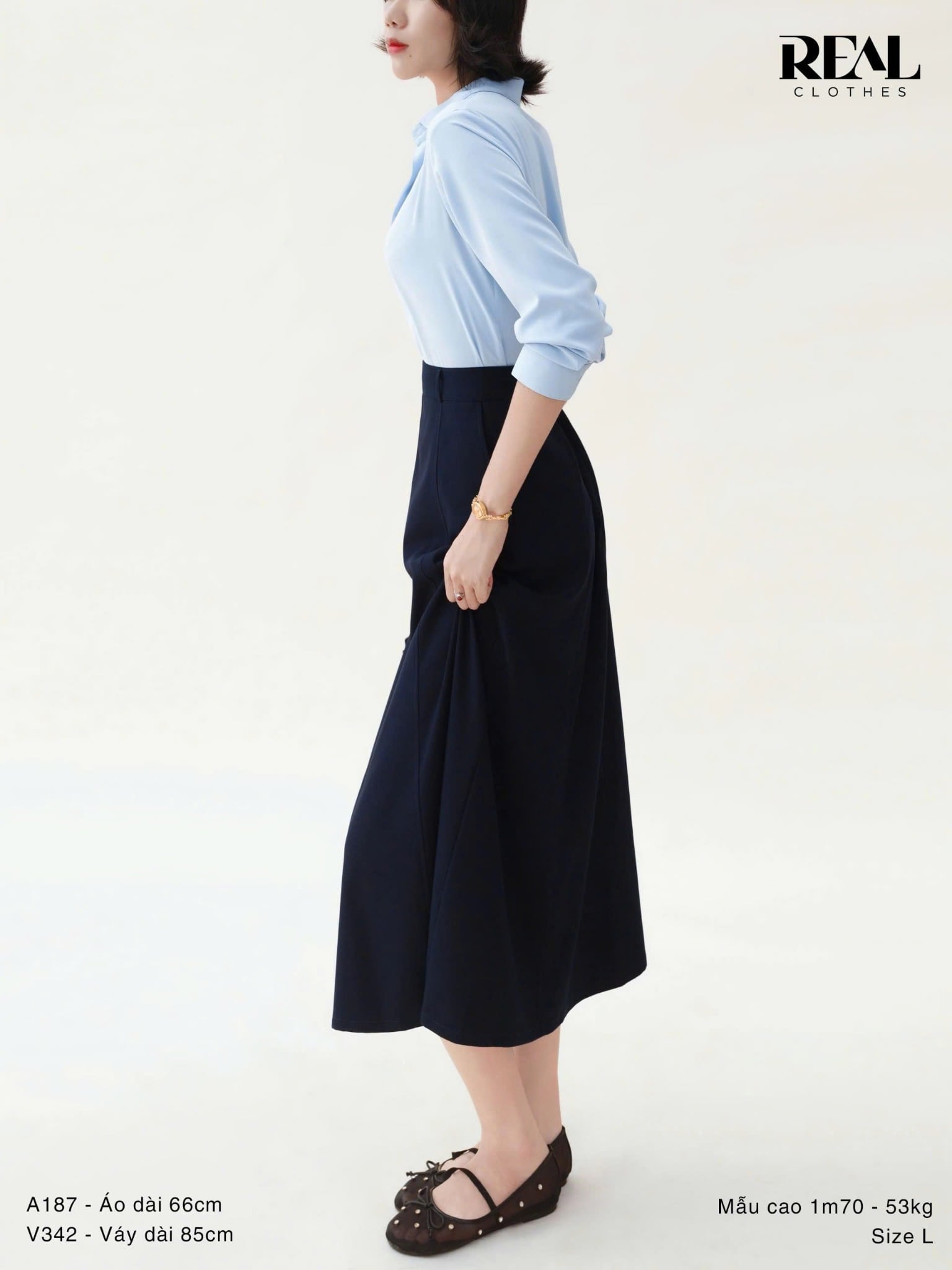 Sơ mi cổ mềm blue