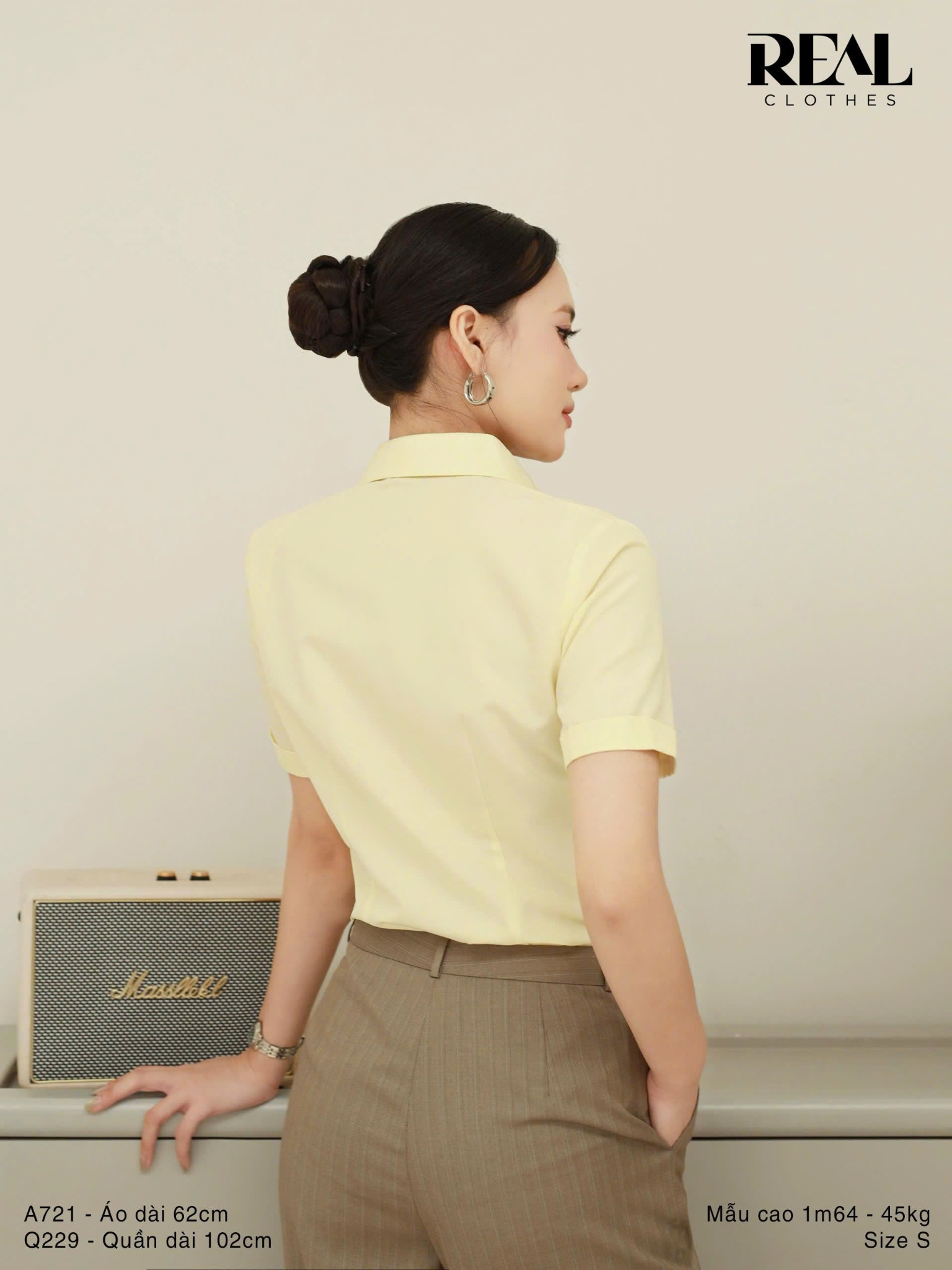 Quần suông Paris sọc nâu