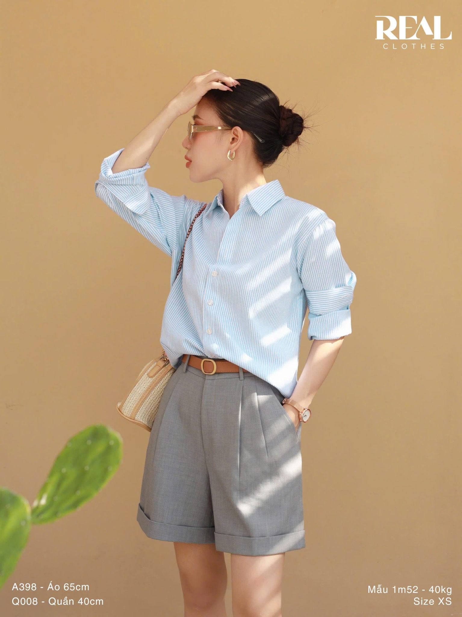 Sơ mi form rộng sọc blue SALE