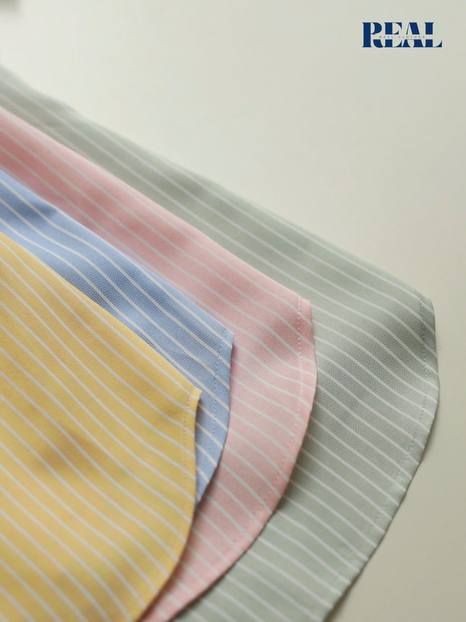 Sơ mi sọc hồng cam tay đủ