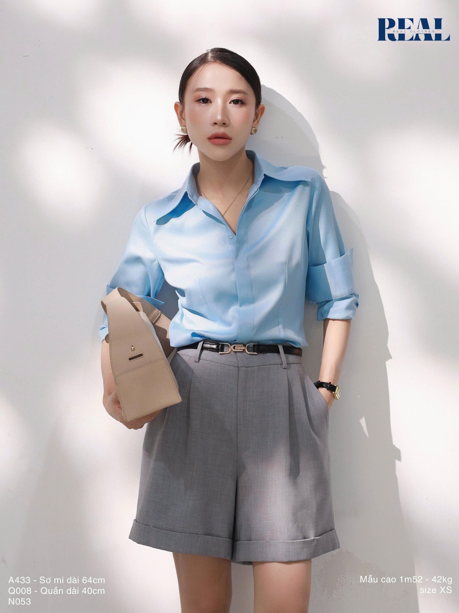 Quần short lật lai xám