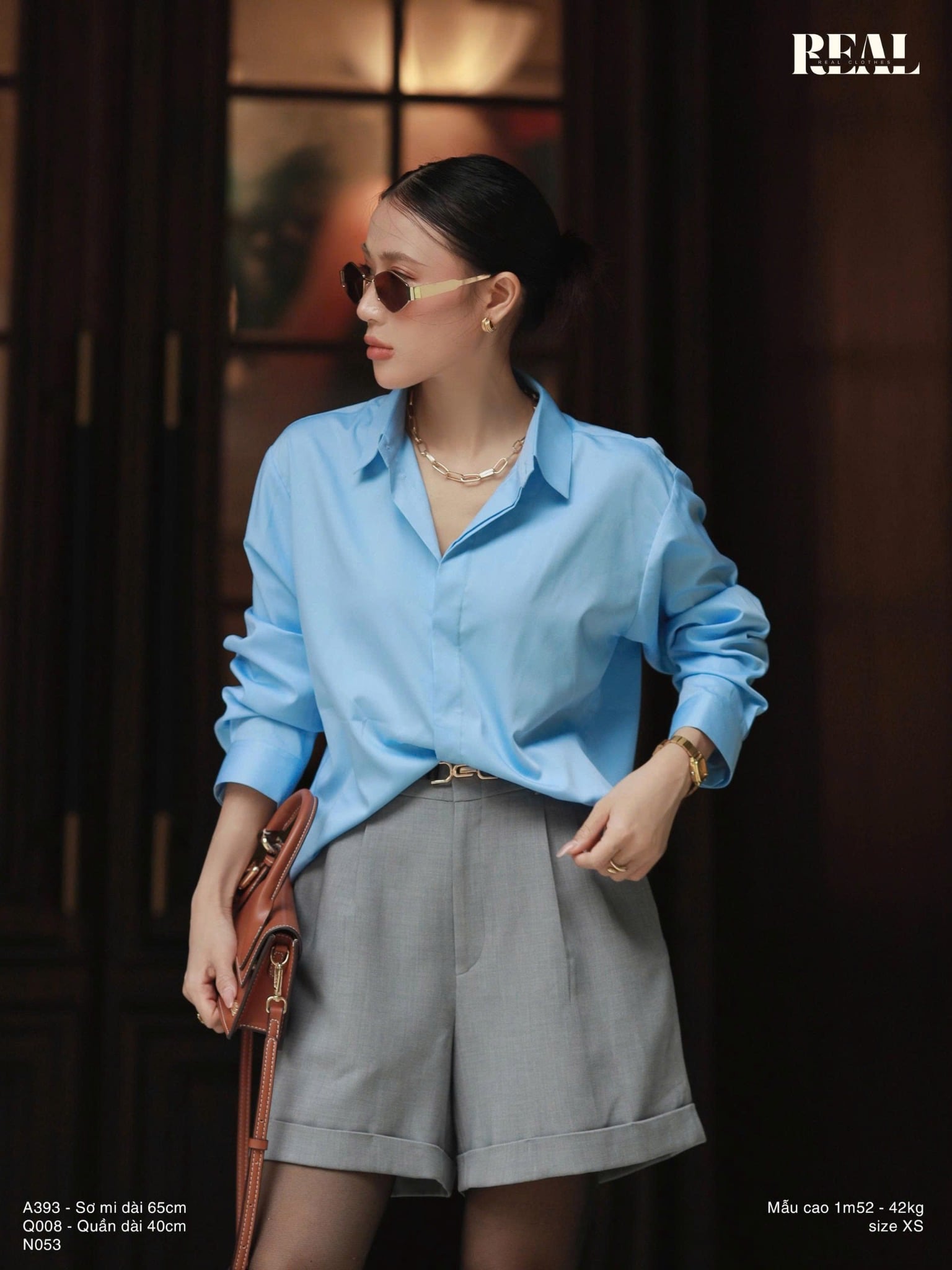 Sơ mi form rộng blue MỚI