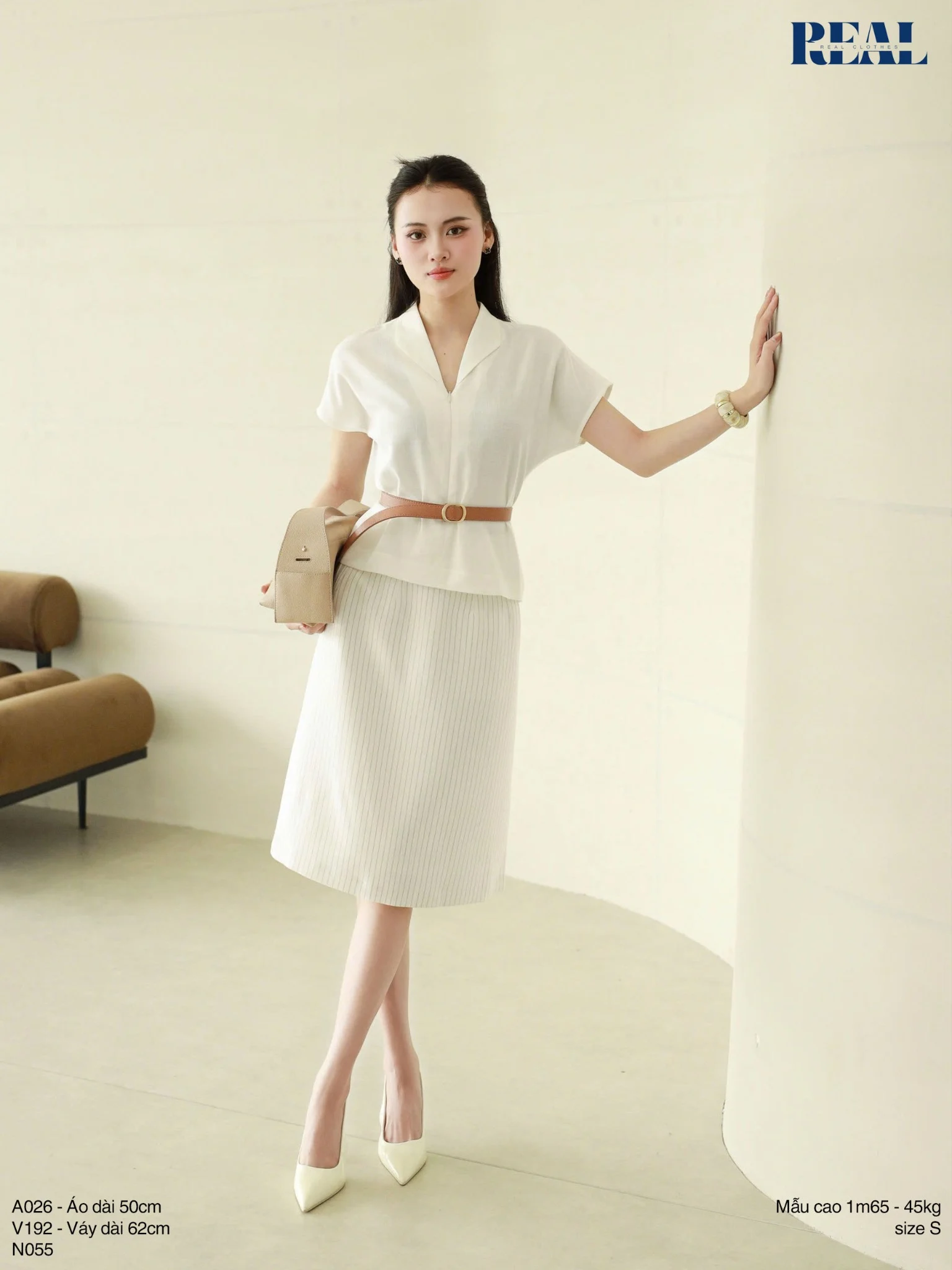  Váy Tokyo midi sọc trắng SALE - size S 