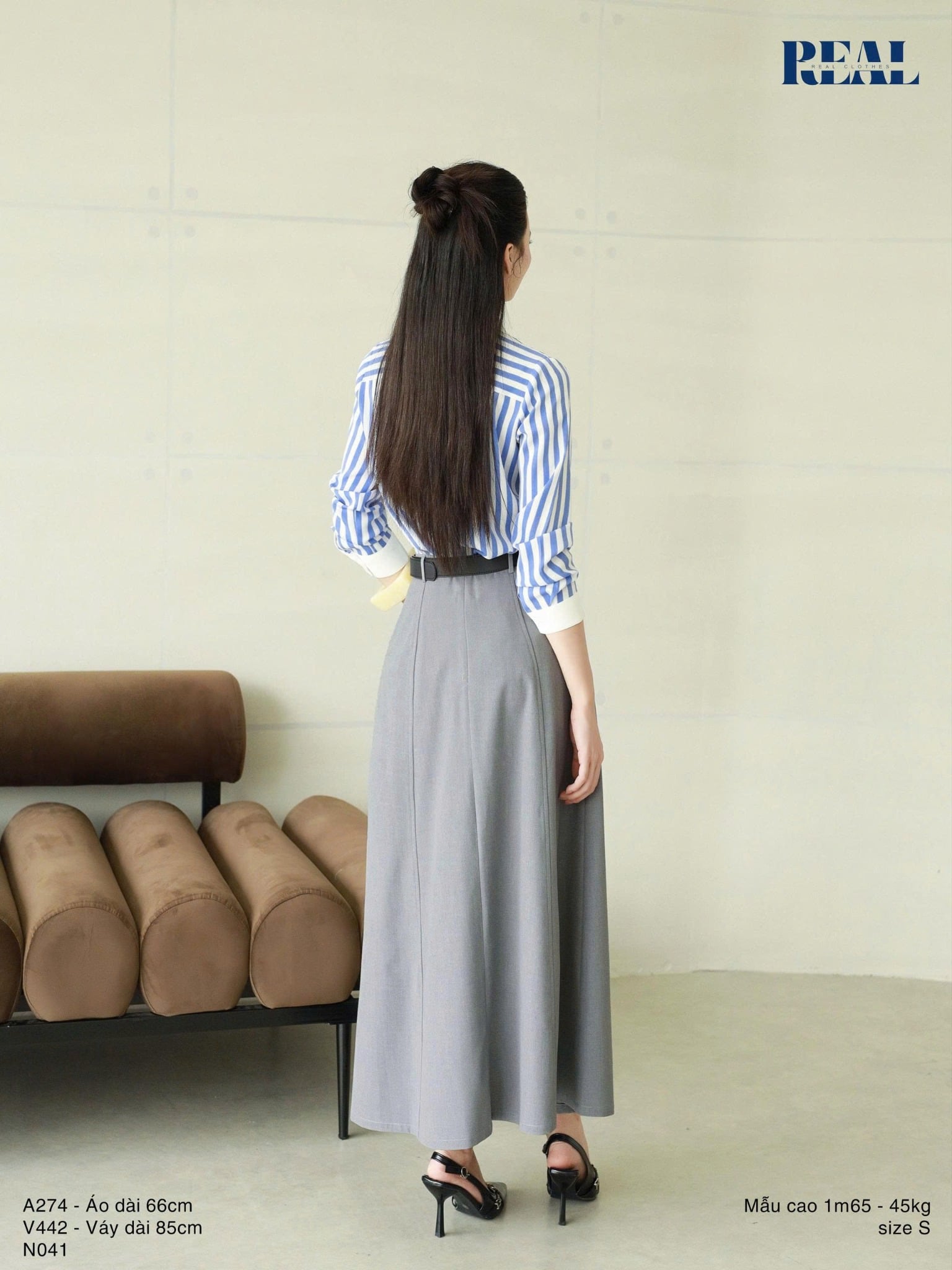 Sơ mi phối cổ sọc to