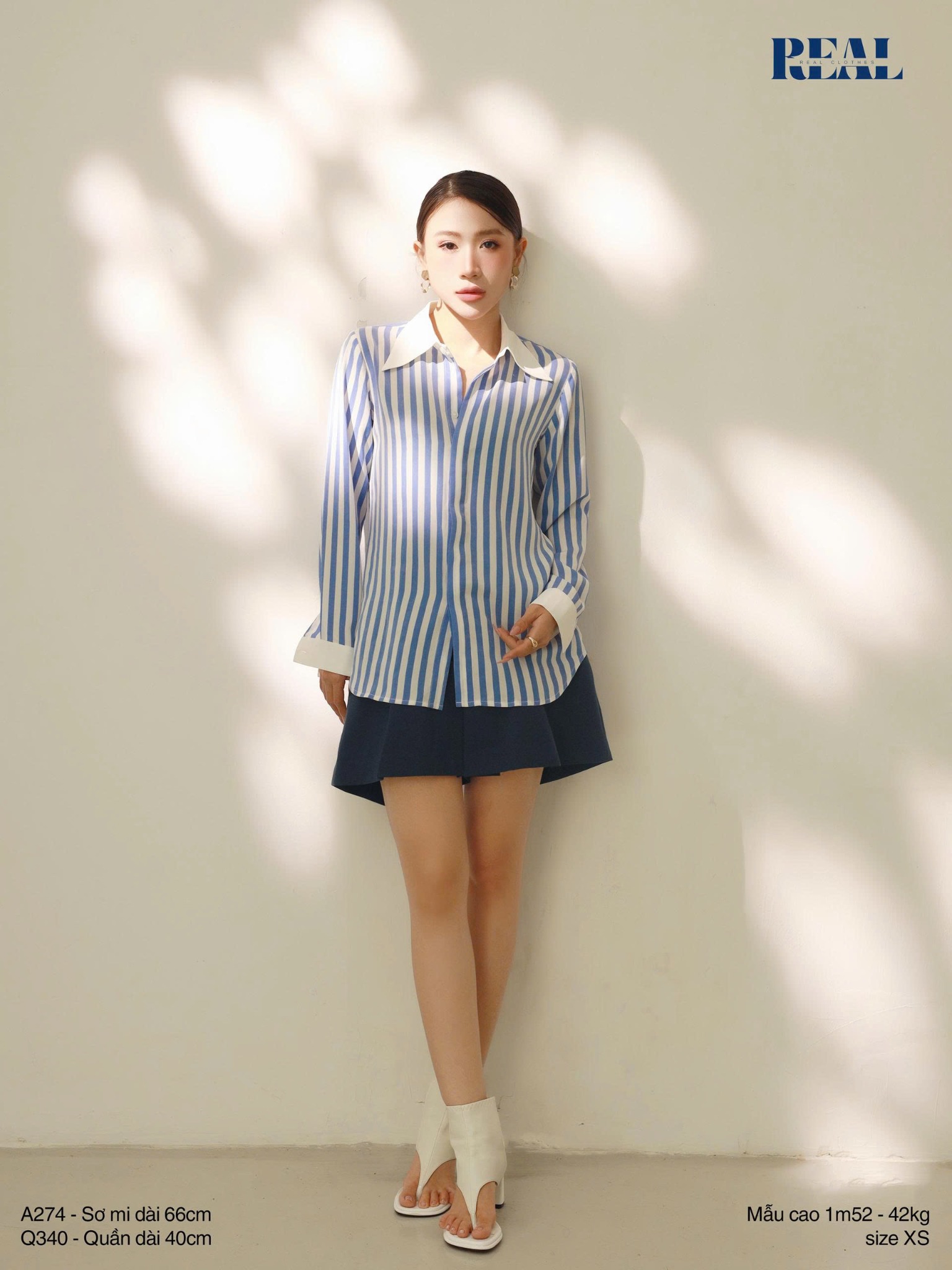 Sơ mi phối cổ sọc to