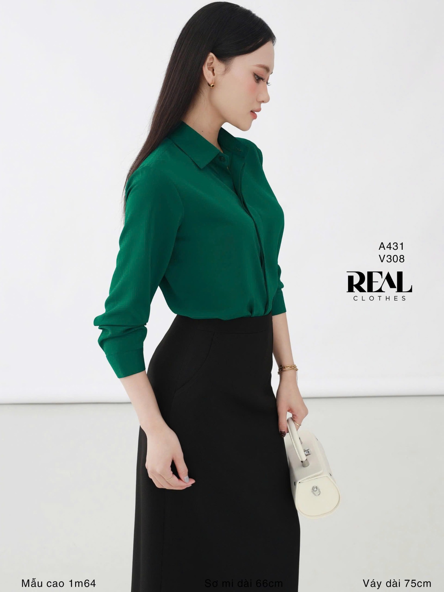 Sơ mi cổ mềm xanh lá MỚI