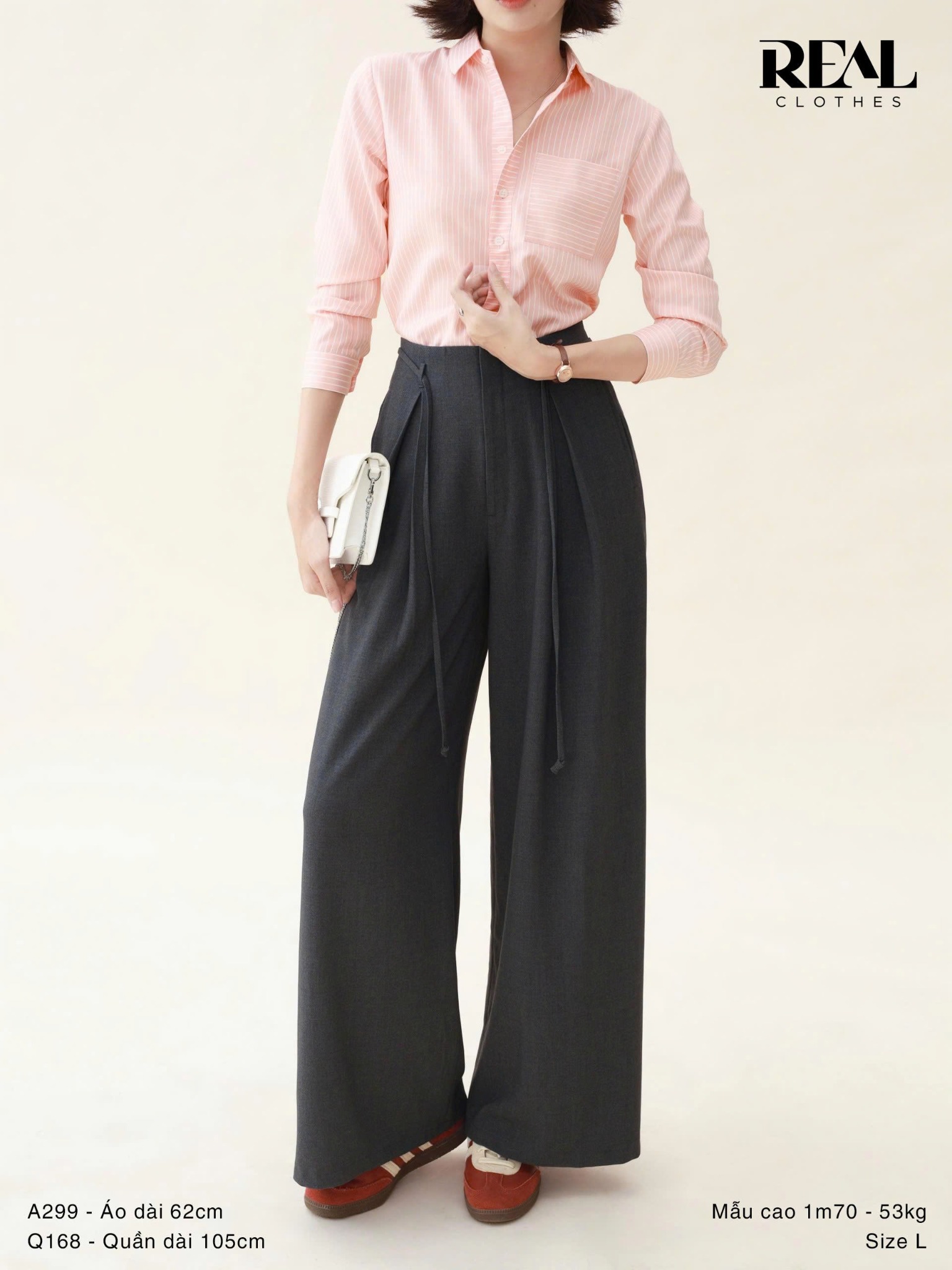 Quần ống rộng xám đậm - size XS