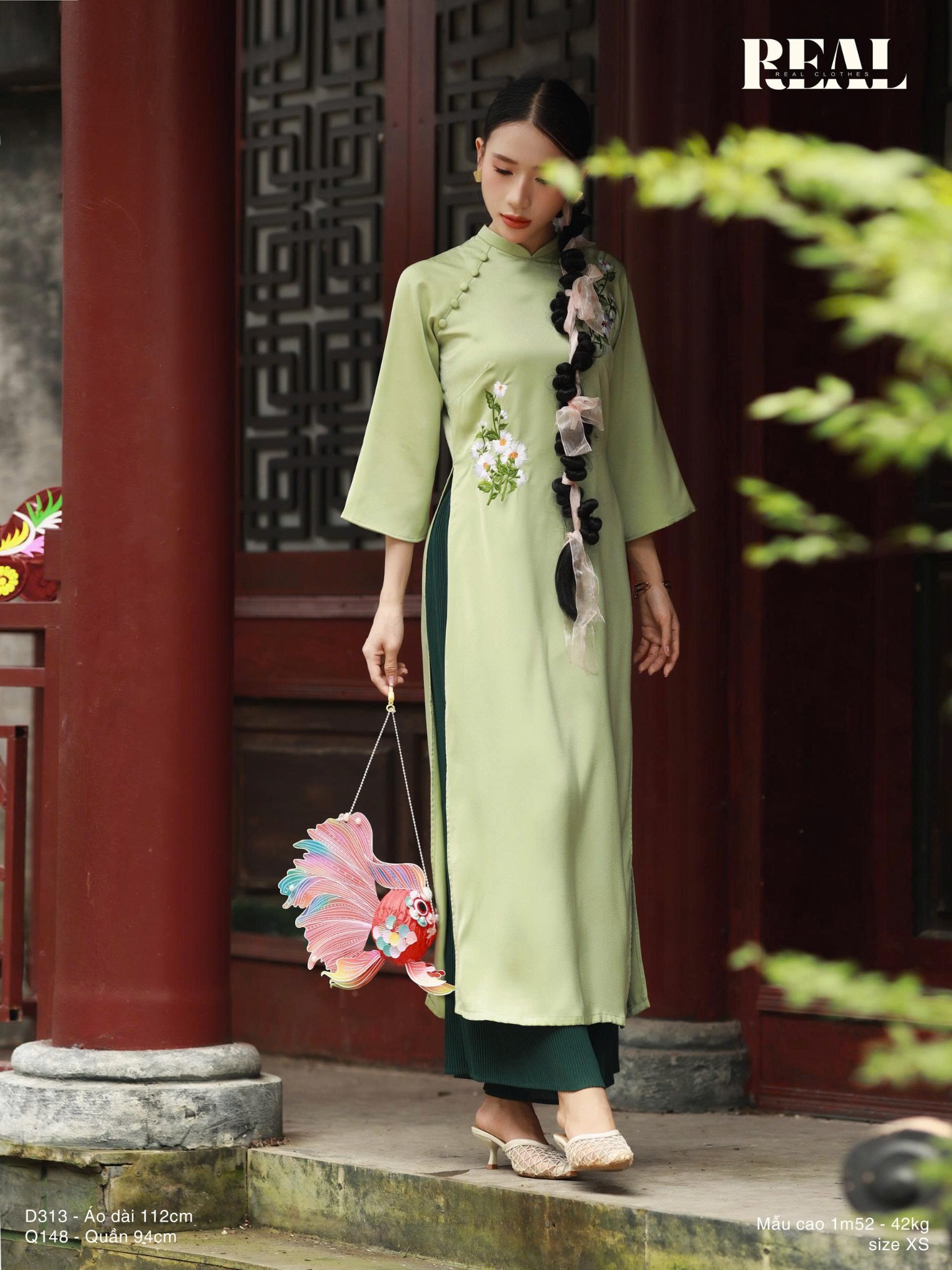 Quần dập li xanh lá dài 80 / 94 SALE